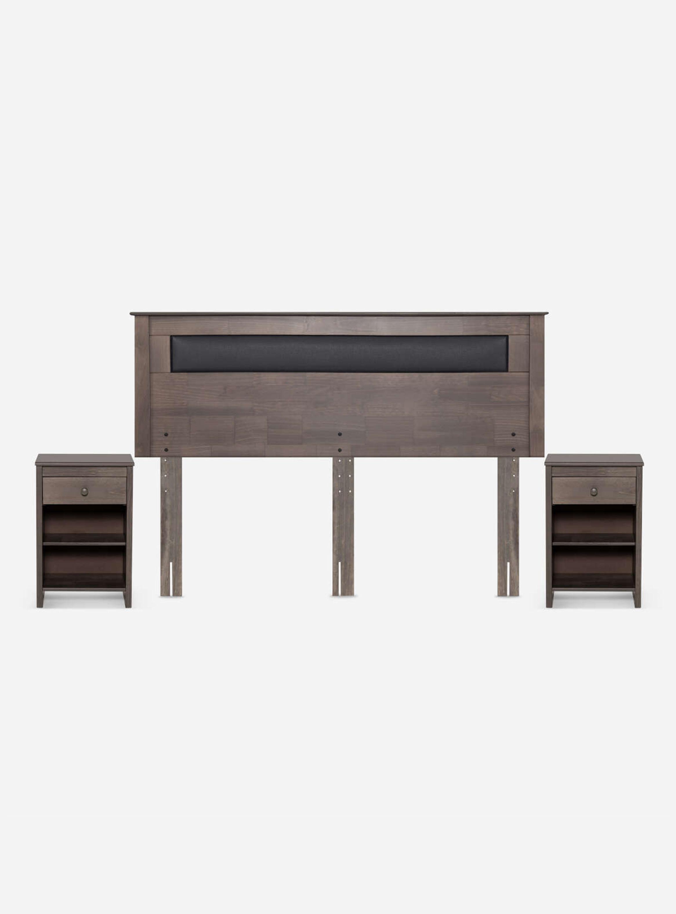 Set de Muebles Respaldo King + Veladores Ferrara Gris-0