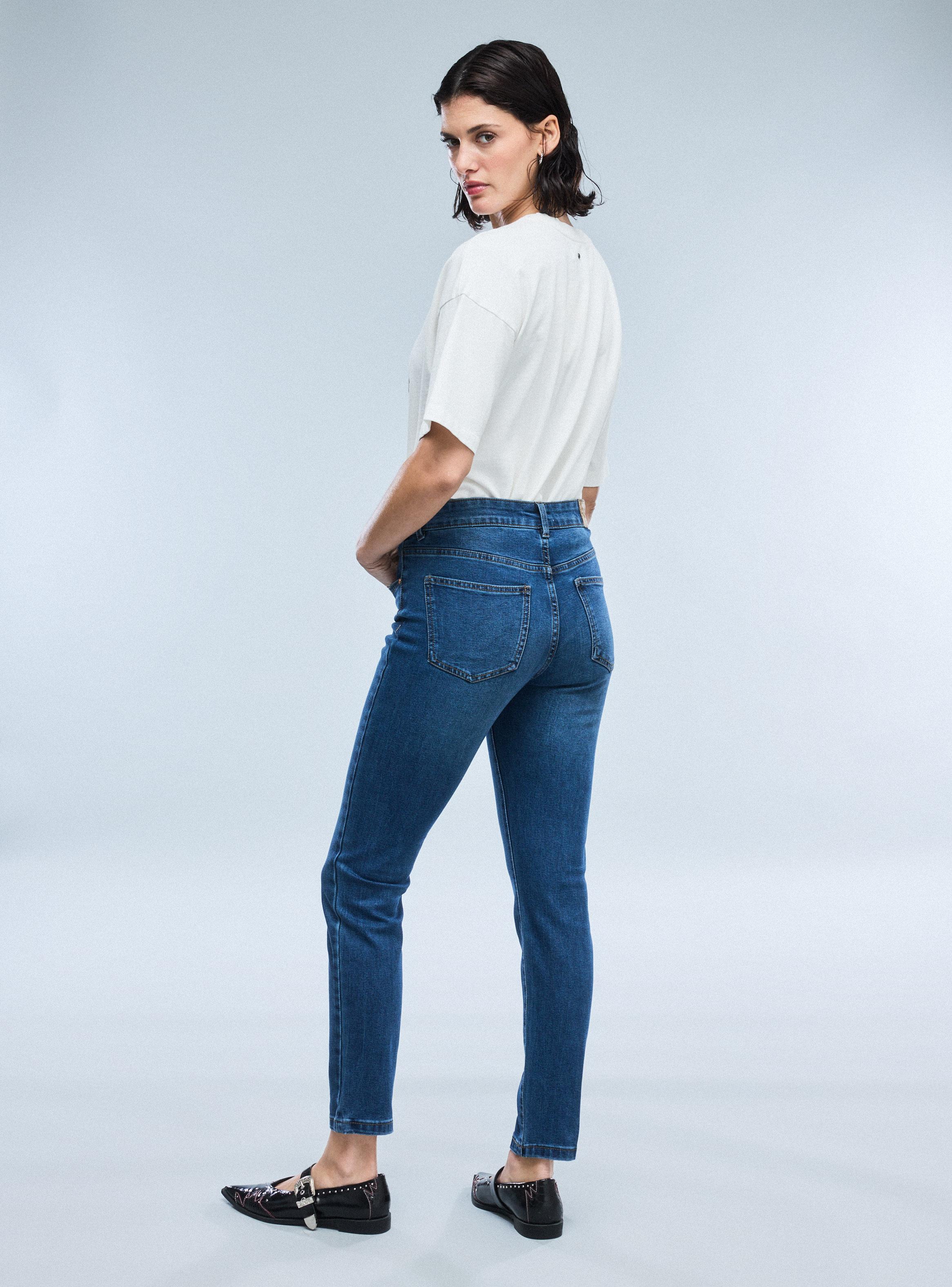 Jeans Básico 5 Bolsillos Skinny Tiro Alto-5