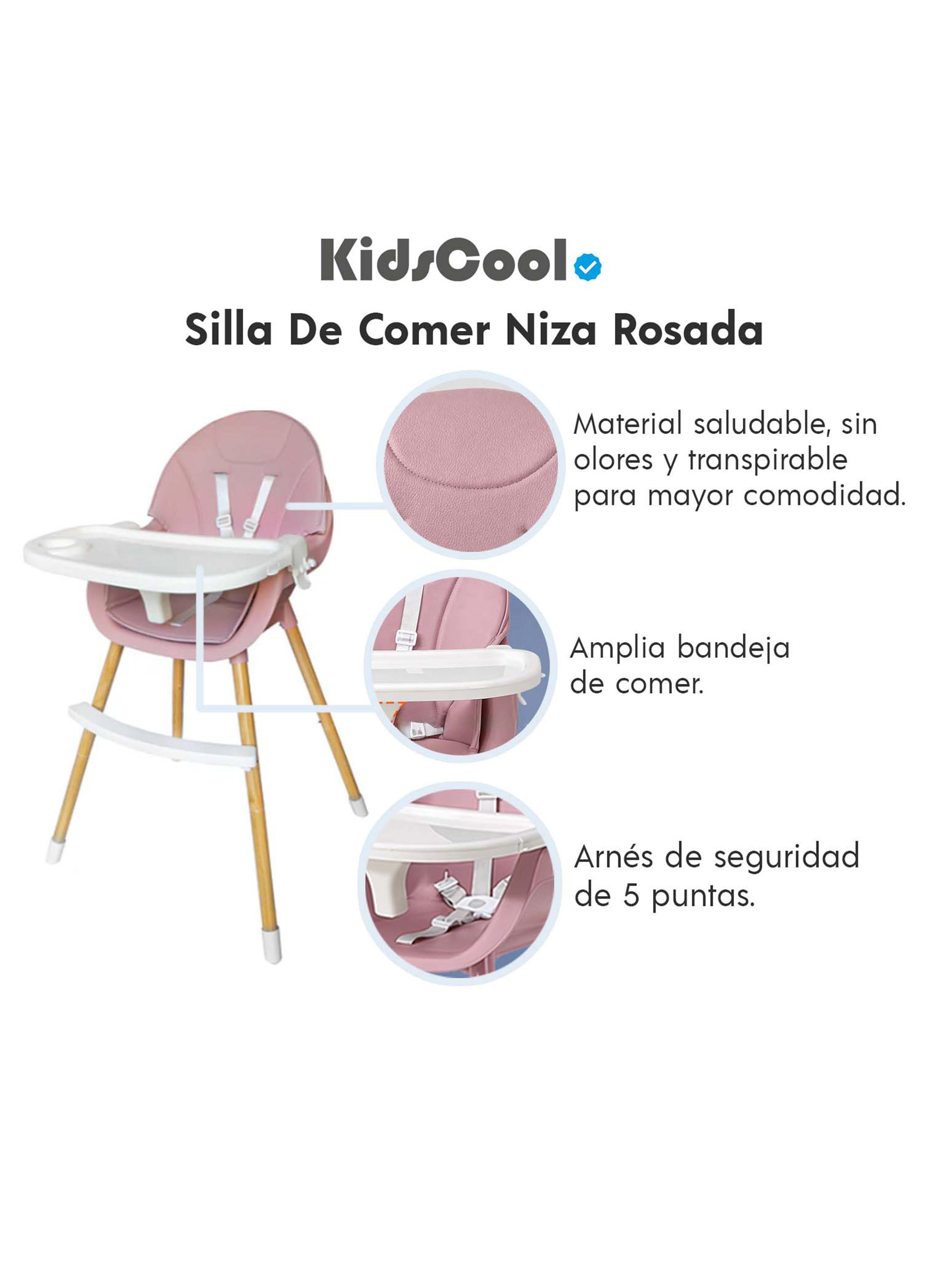 Silla de Comer Niza Rosada Kidscool-4