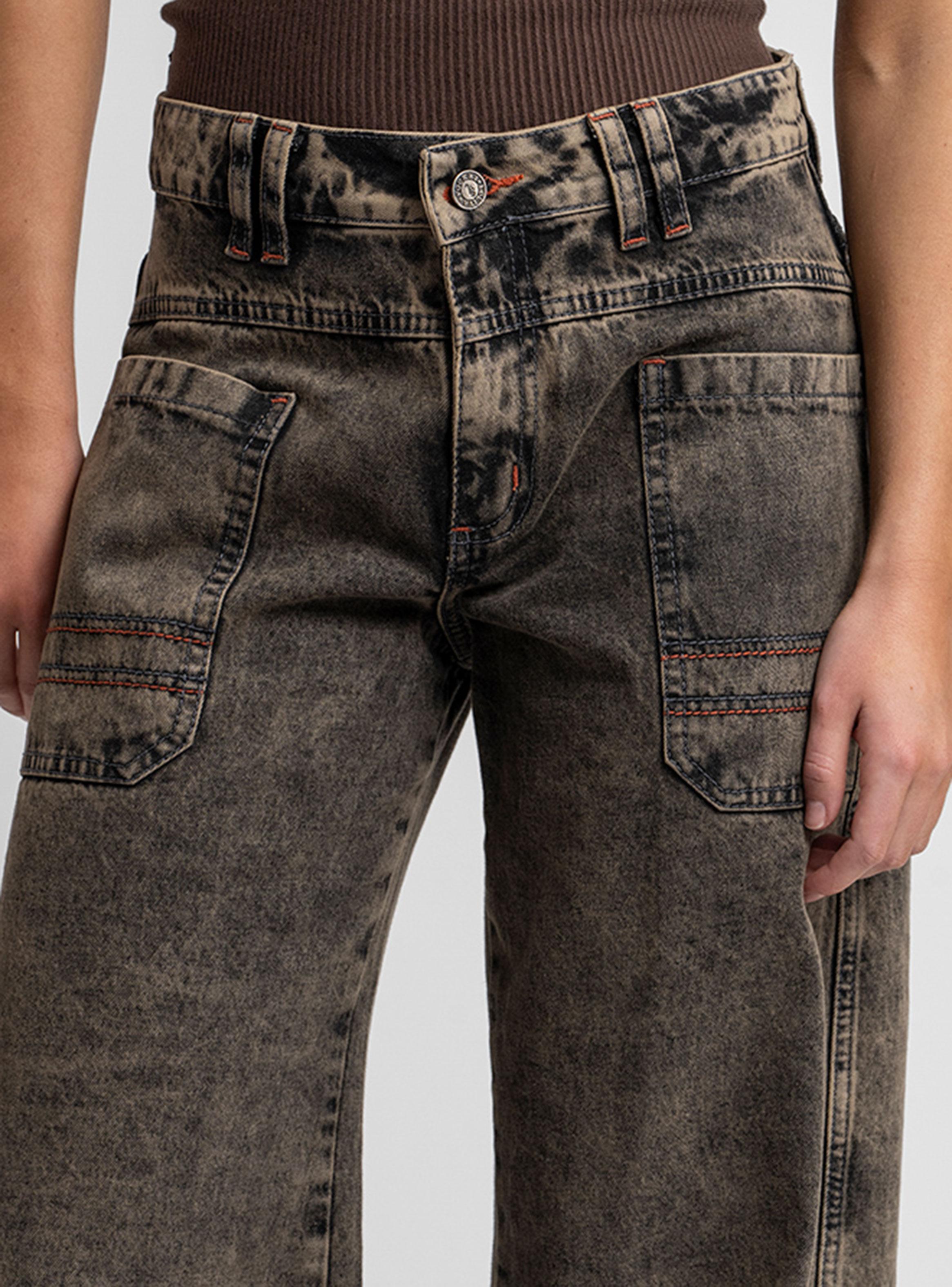 Jeans Wide Leg Tiro Alto Tali Gris-2