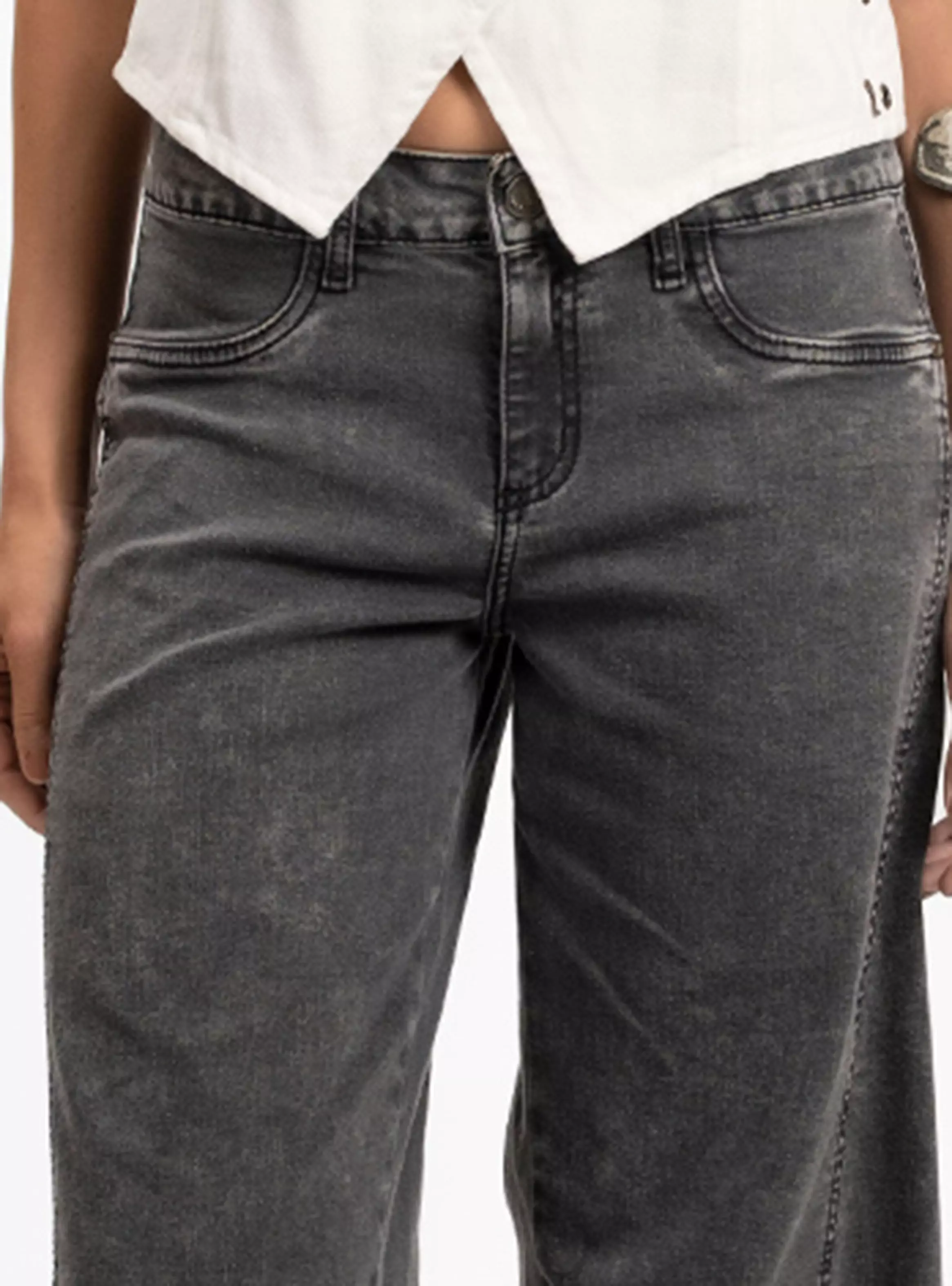 Jeans Palazzo Tiro Medio Anna Gris G-2