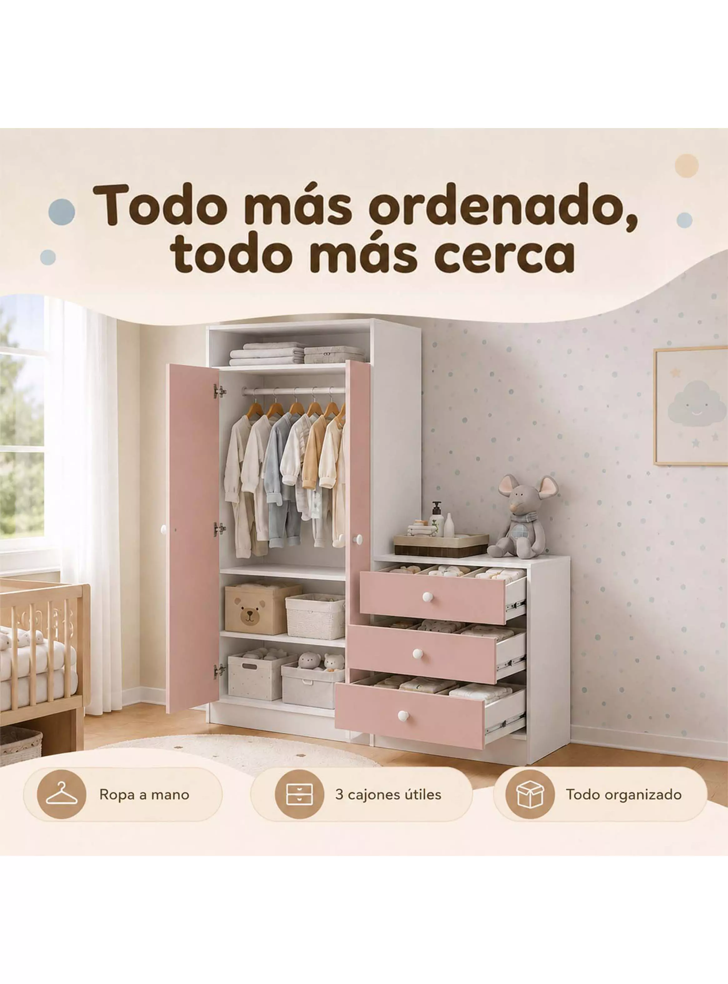 Armario Cómoda Pimpollo Rosado-2