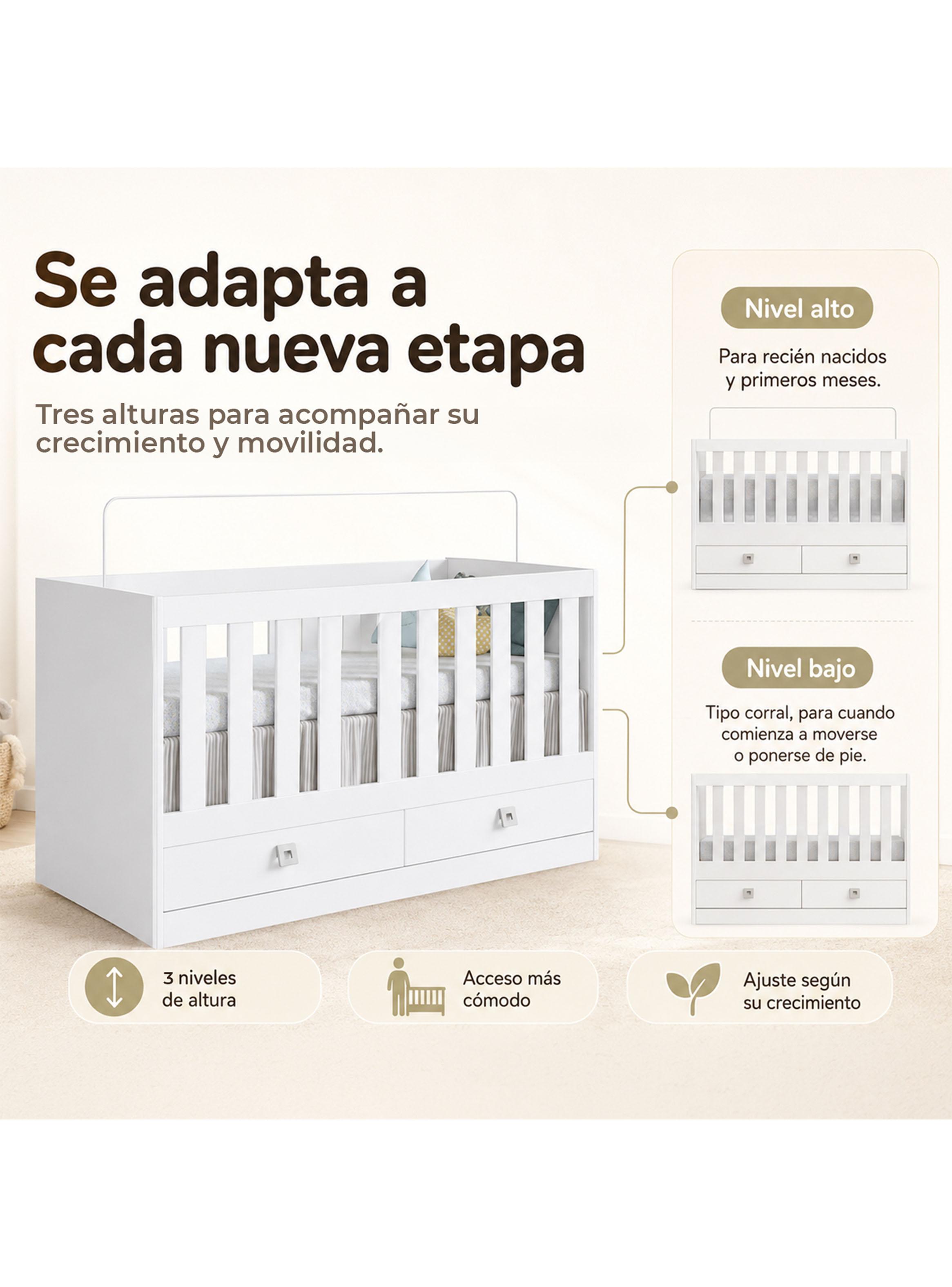 Cuna Multifunción New Amore 3 x 1 Blanco-3