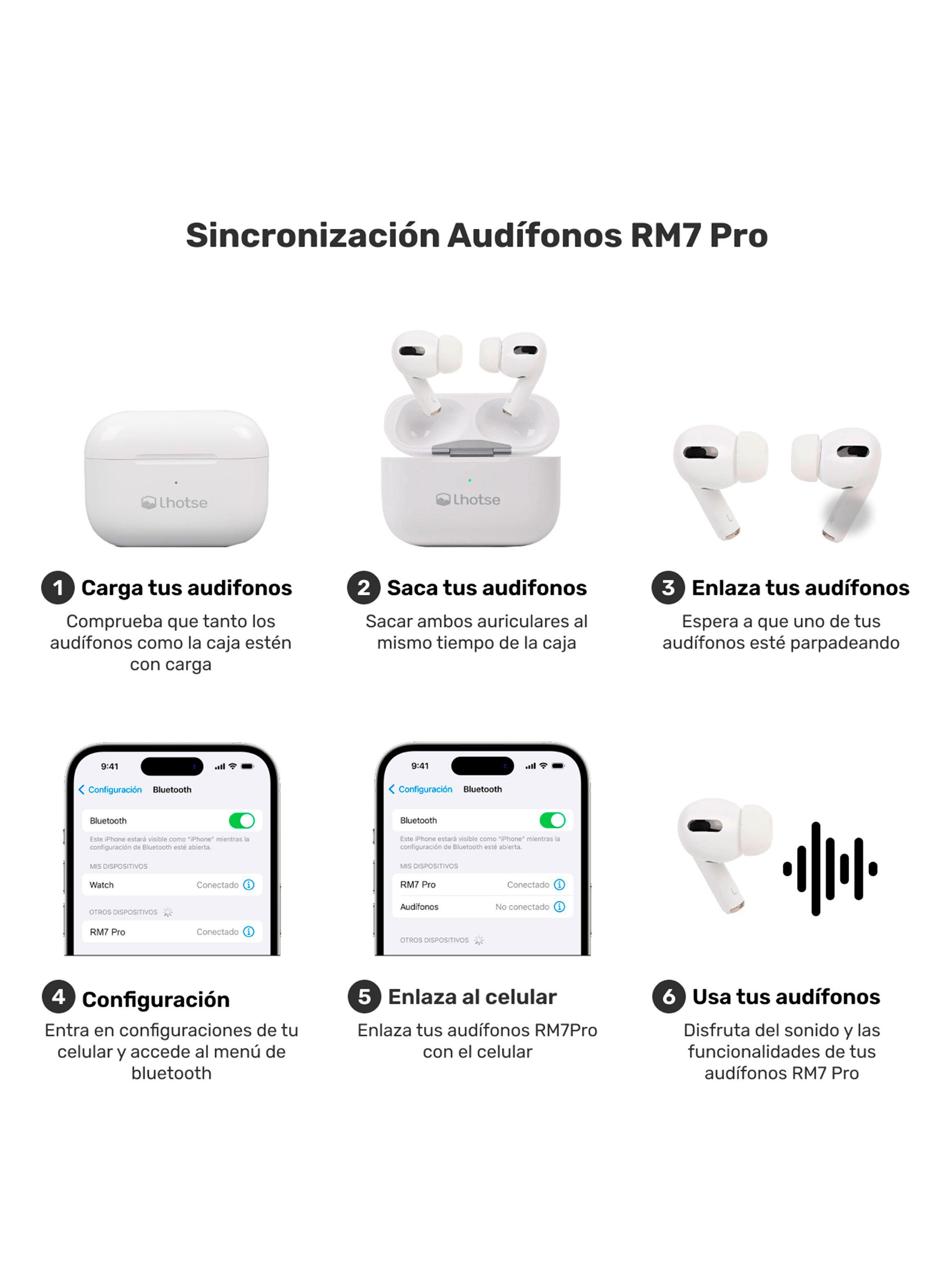 Audífonos Bluetooth Inalámbrico RM7 Pro Blanco-4