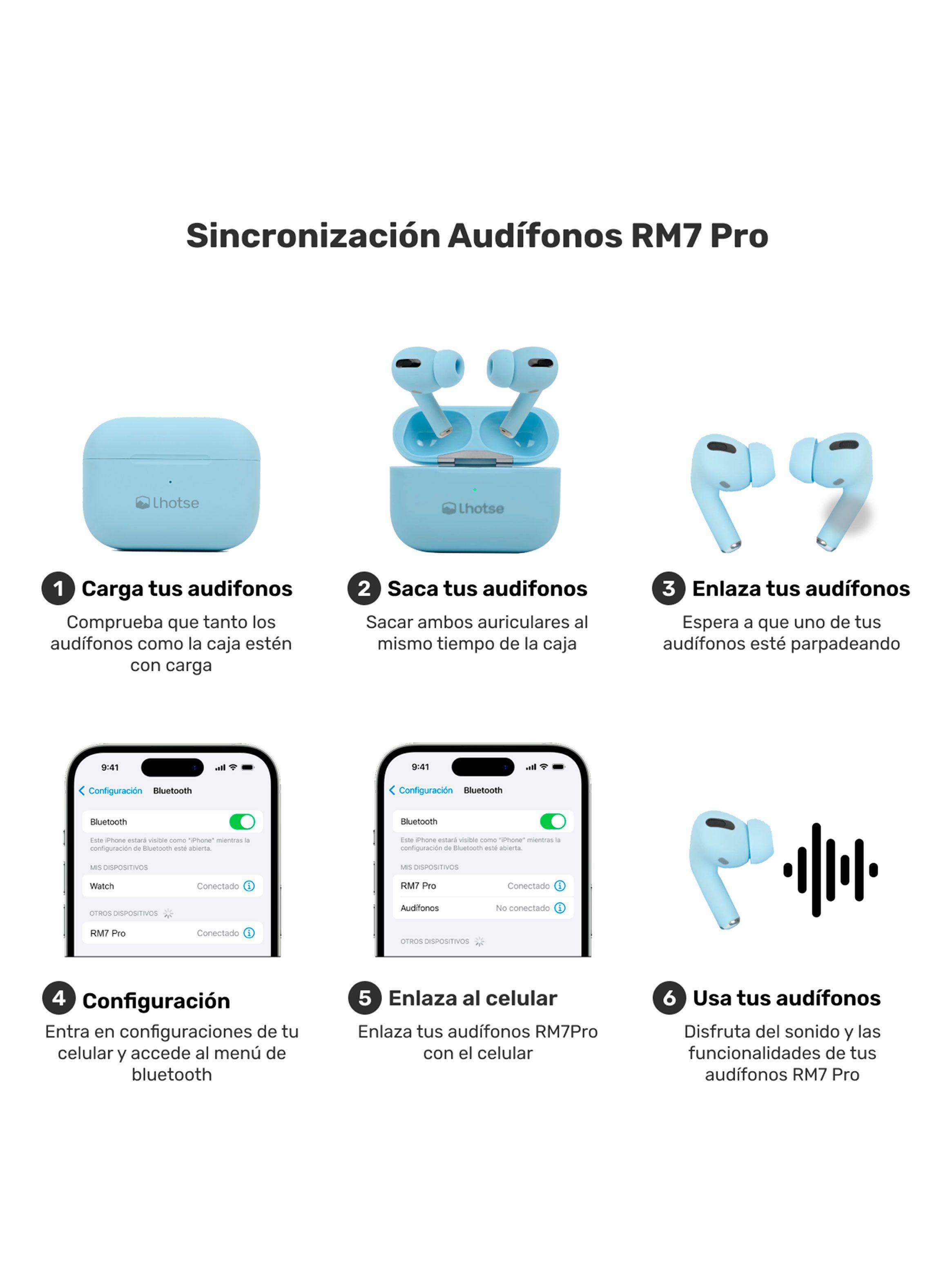 Audífonos Bluetooth Inalámbrico RM7 Pro Celeste-5