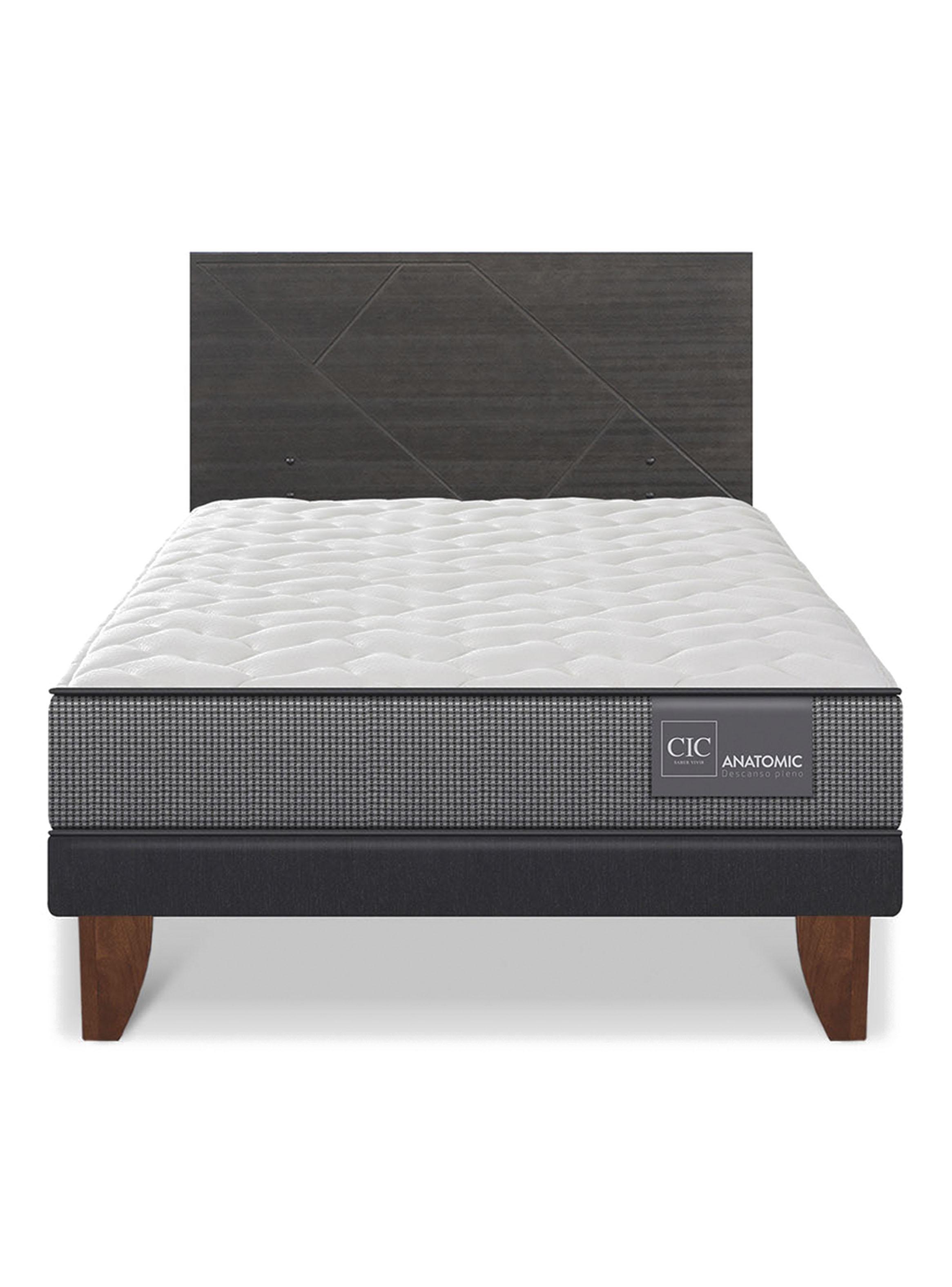 Cama Europea Anatomic 1.5 Plazas Respaldo Villarrica Gris-2