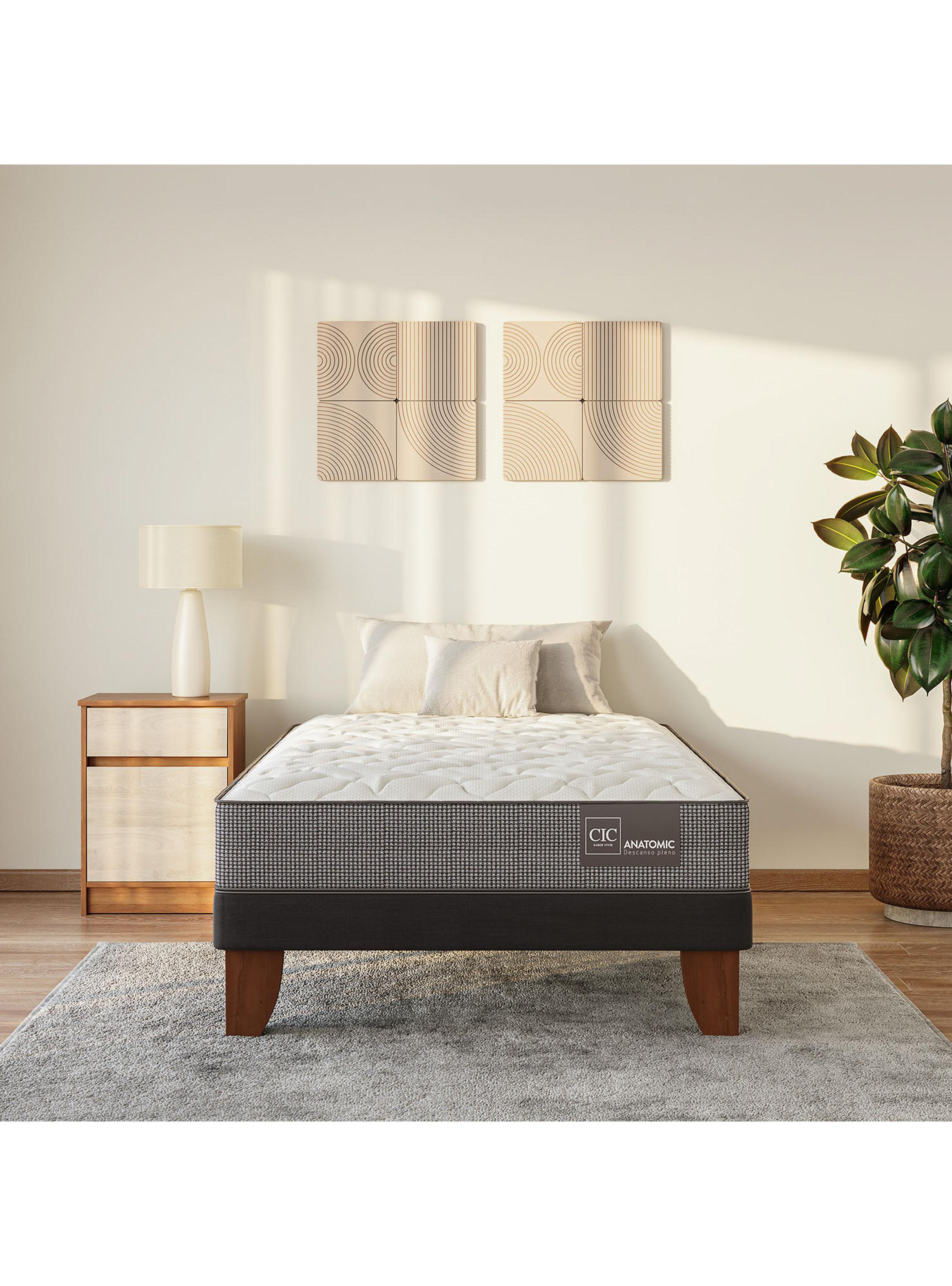 Cama Europea Anatomic 1.5 Plazas Respaldo Villarrica Gris-5