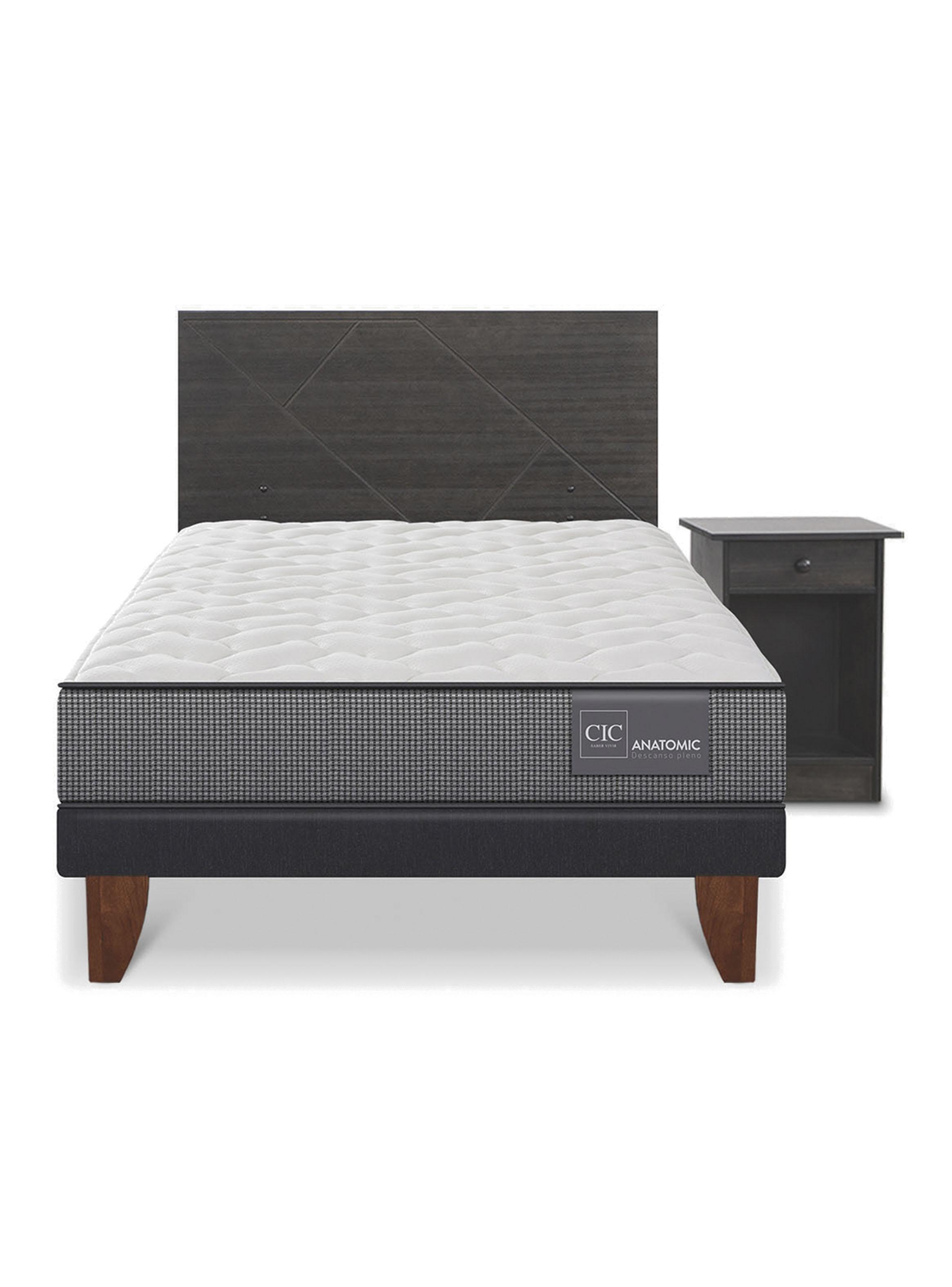 Cama Europea Anatomic 1.5 Plazas Set Villarrica Gris-2