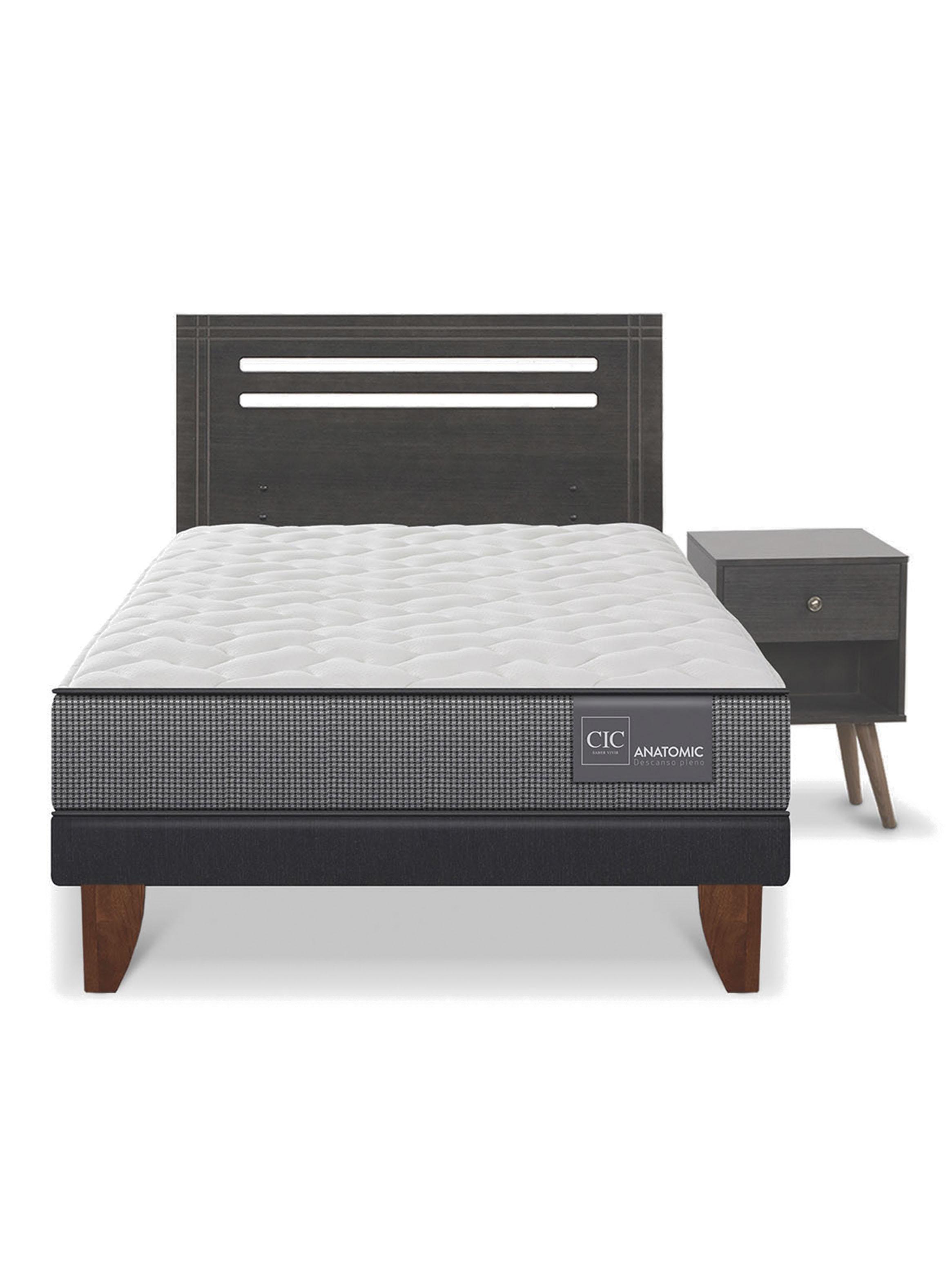 Cama Europea Anatomic 1.5 Plazas Munich Gris-2
