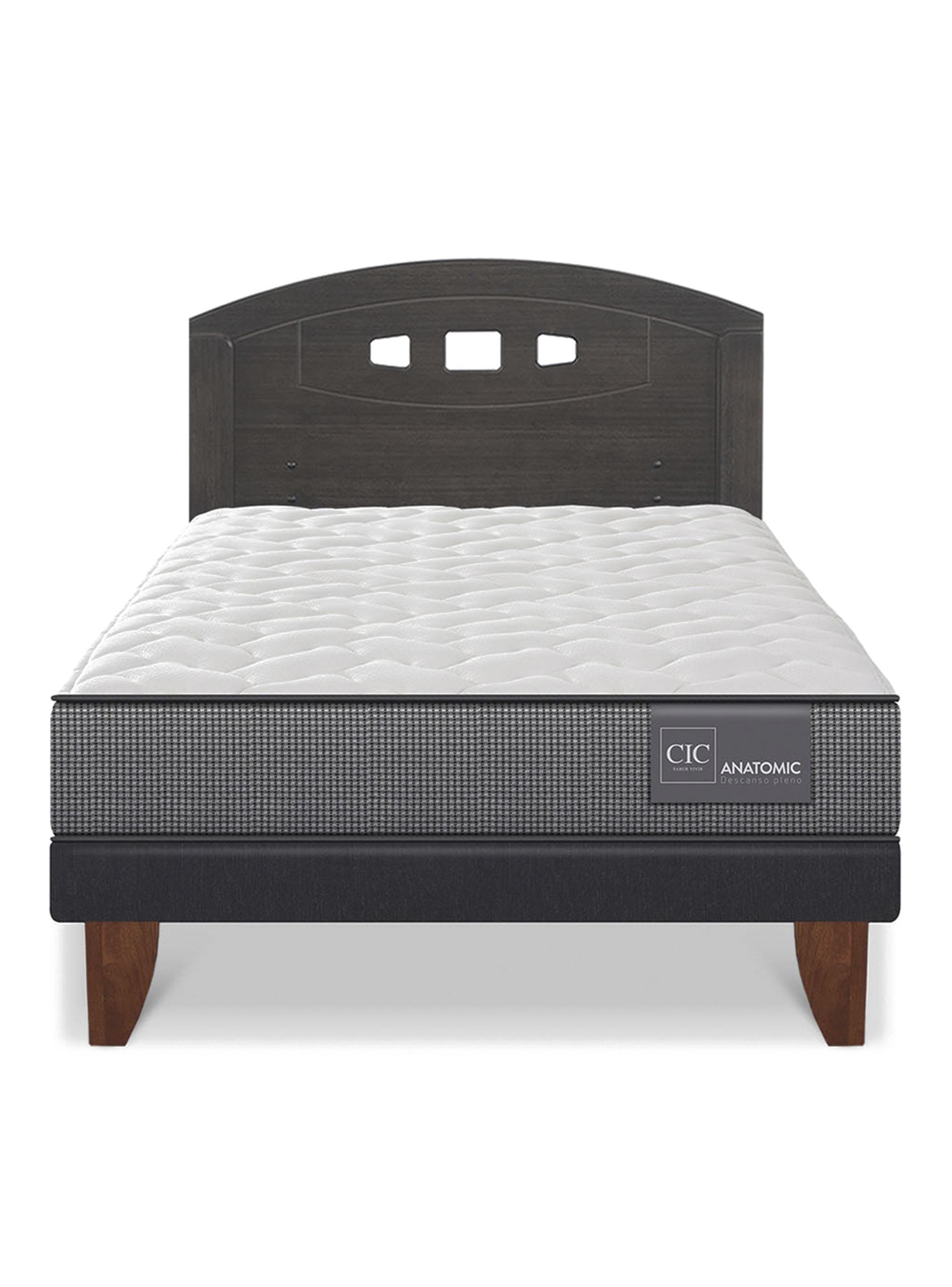 Cama Europea Anatomic 1.5 Plazas Respaldo Gales Gris-2