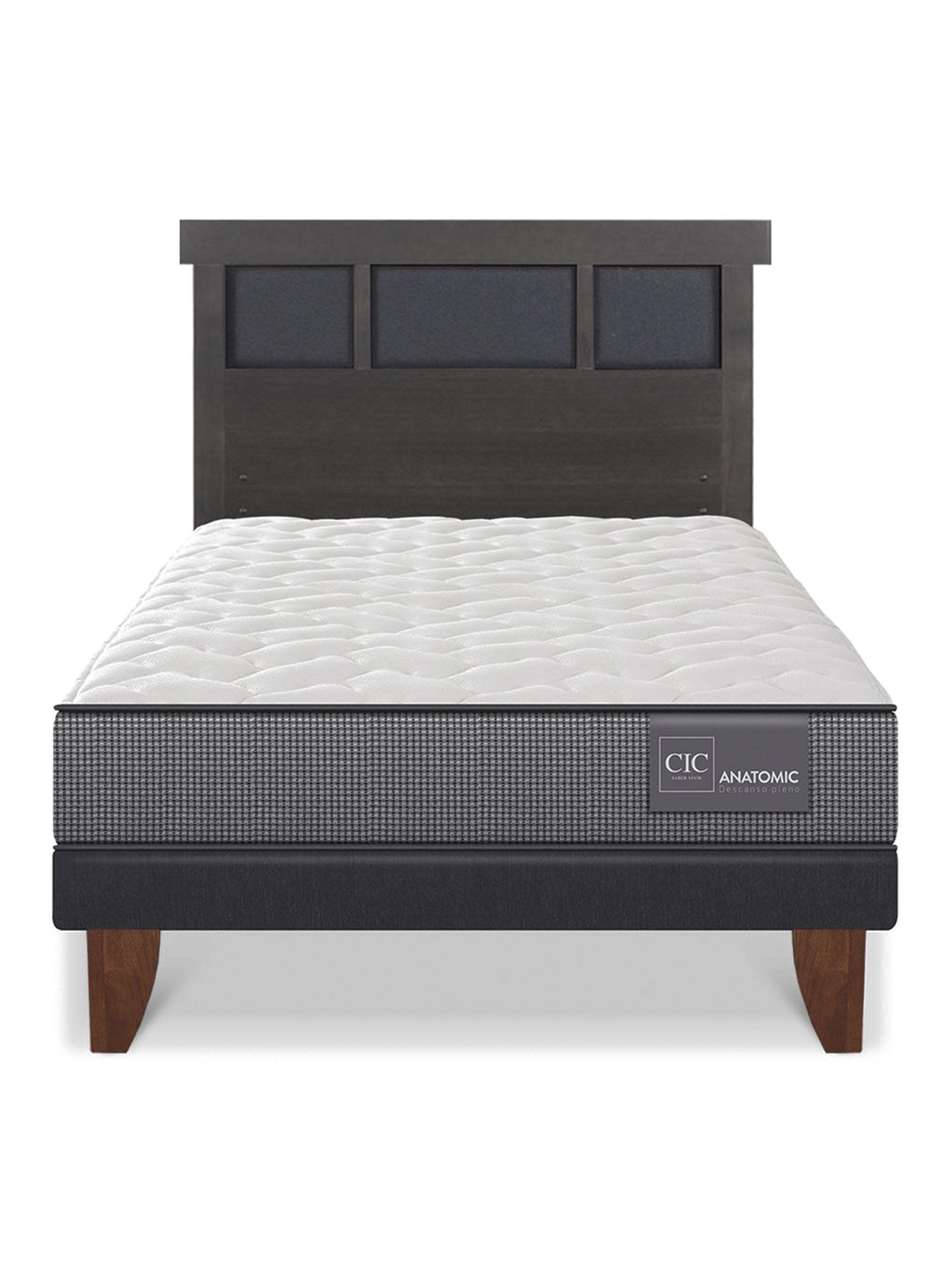 Cama Europea Anatomic 1.5 Plazas Respaldo Dublin Gris-2