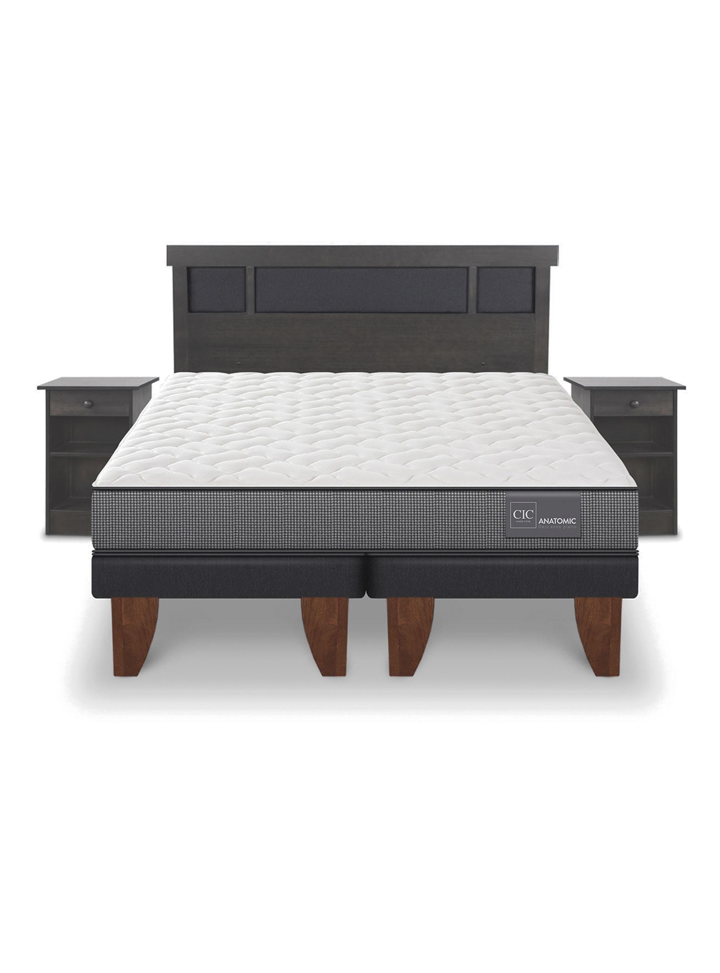 Cama Europea Anatomic King + Set Dublin Gris-2