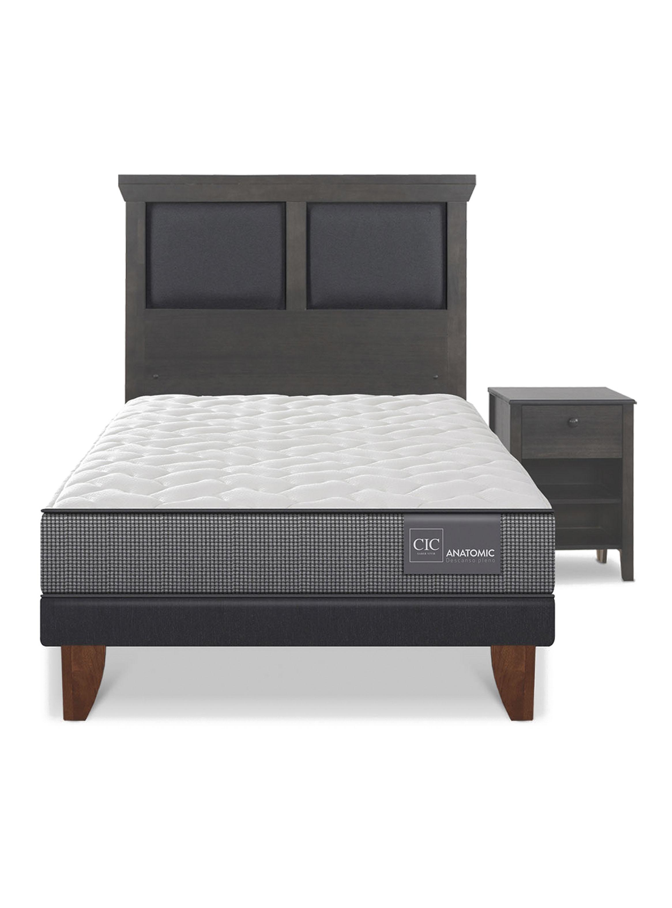Cama Europea Anatomic 1.5 Plazas Set Torino Gris-2