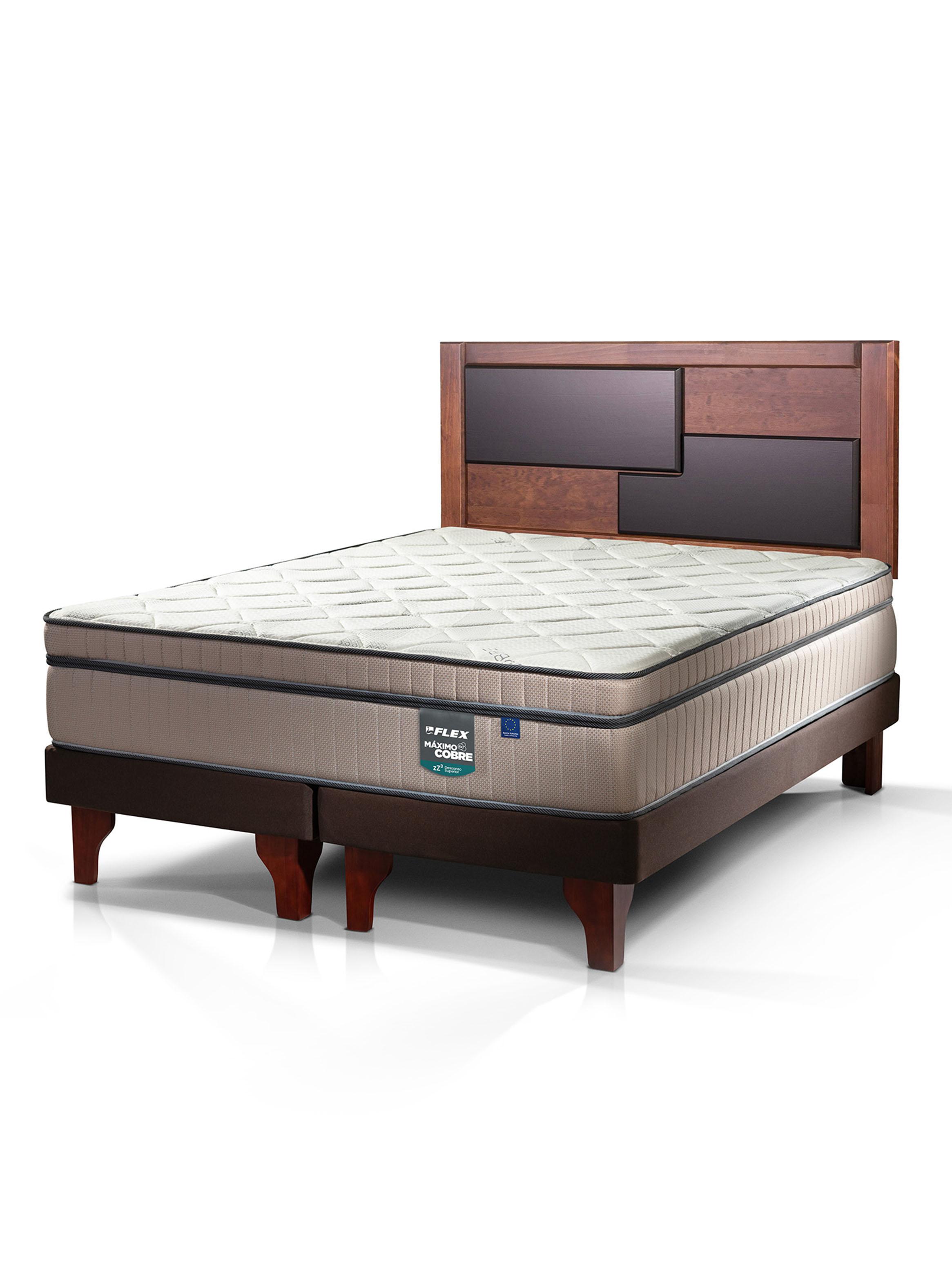 Cama Europea Máximo Cobre 2 Plazas + Respaldo Colonia-0
