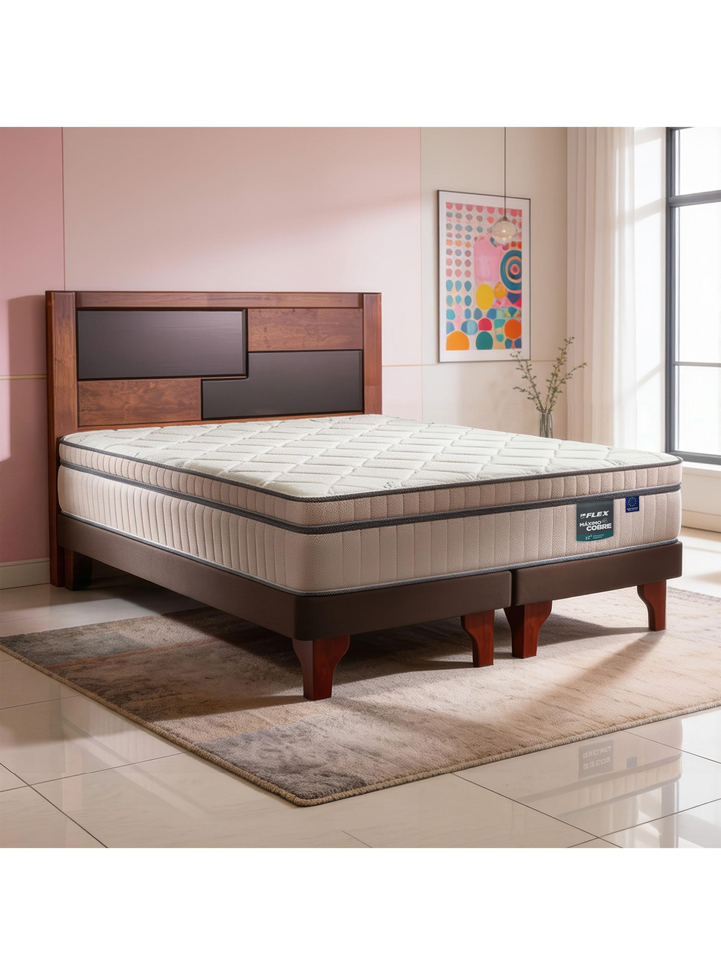 Cama Europea Máximo Cobre 2 Plazas + Respaldo Colonia-5
