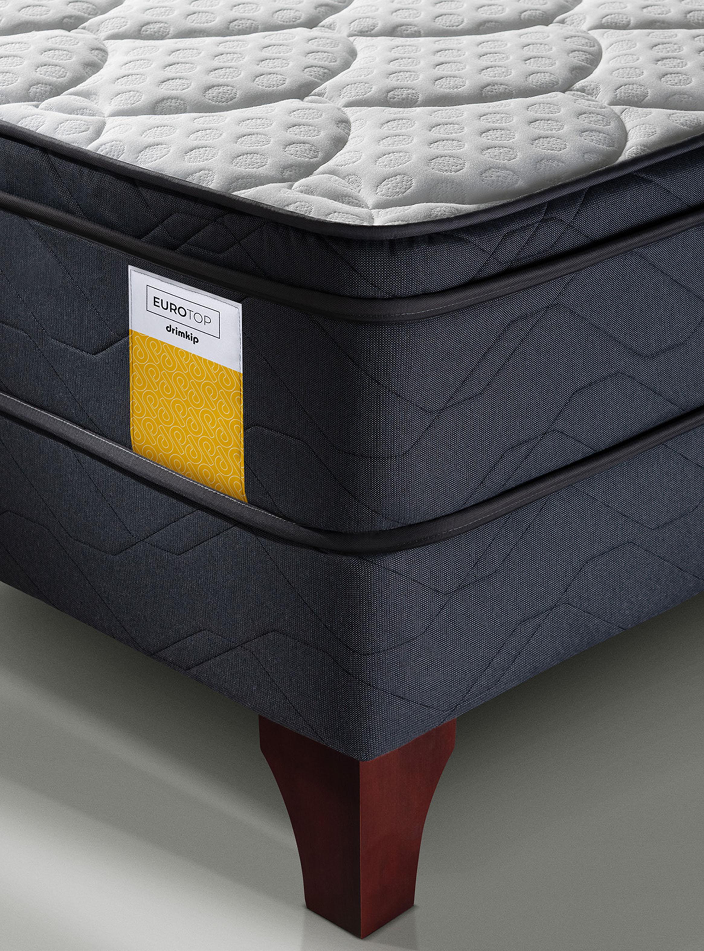 Cama Europea Eurotop 2 Plazas 150x190 cm Drikimp Base Dividida + Topper + Respaldo-2