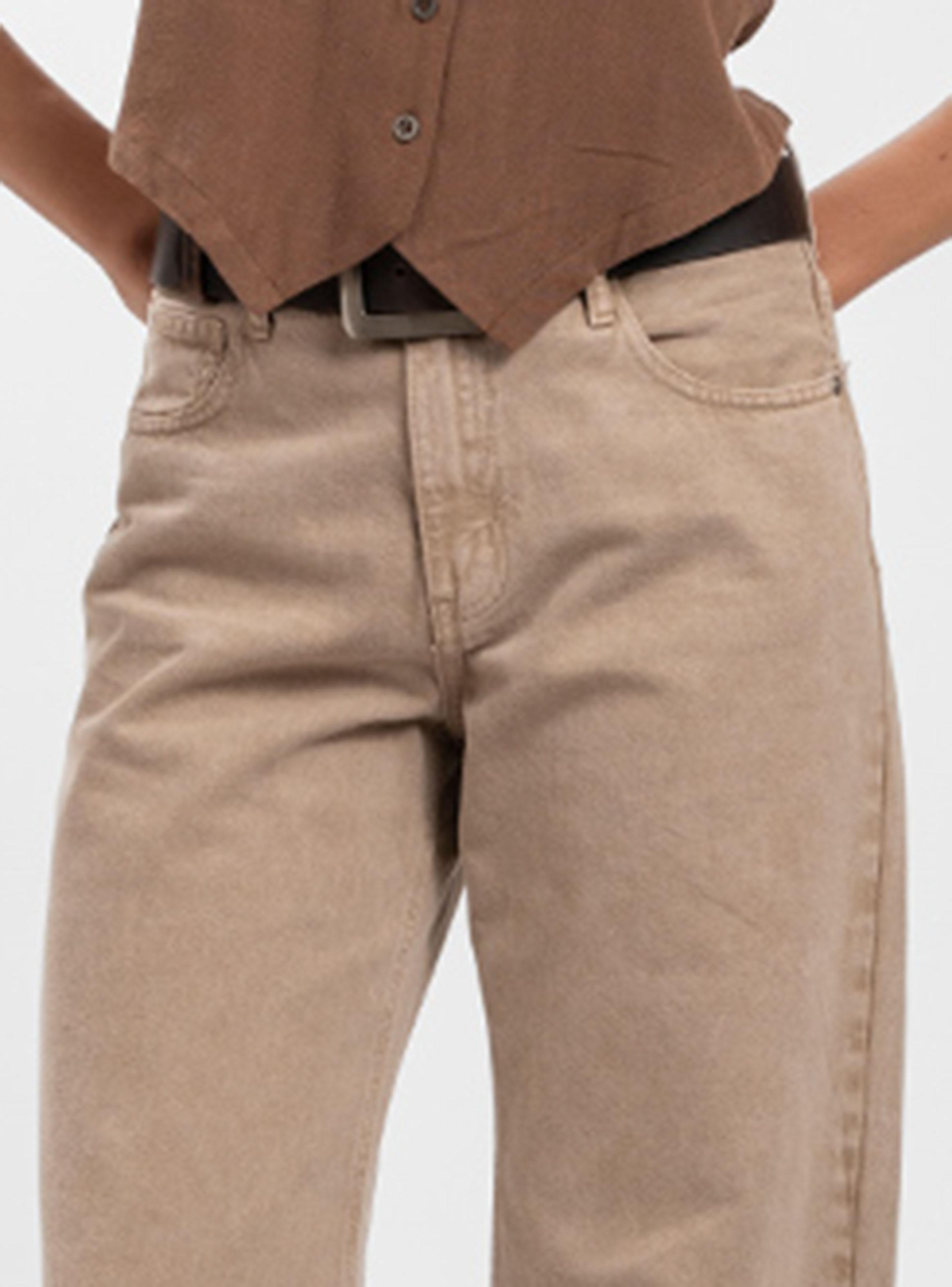 Jeans Wide Leg Tiro Alto Josefa Beige-2