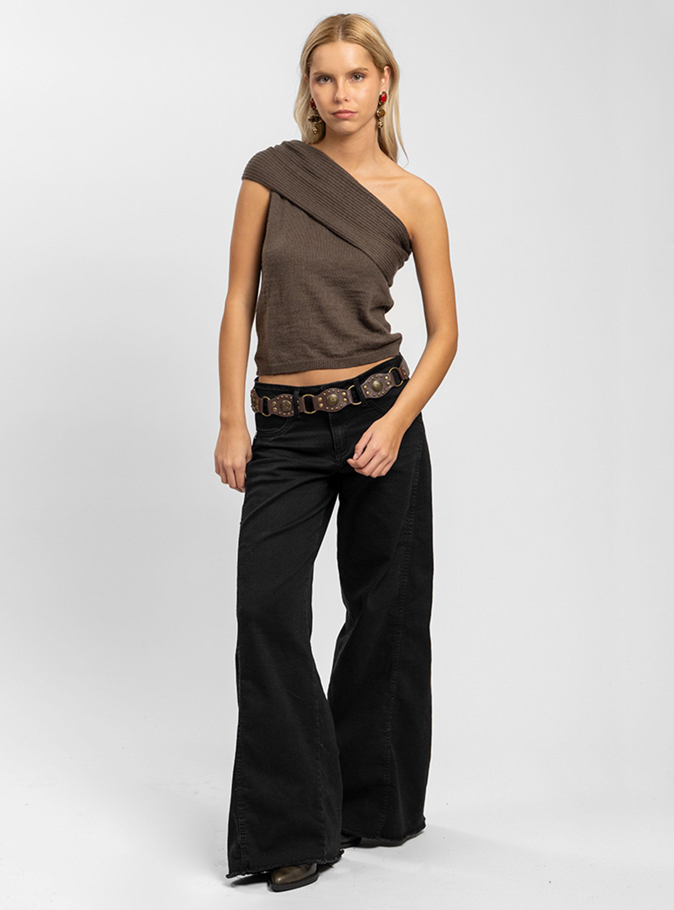 Jeans Palazzo Tiro Medio Anna Negro-3