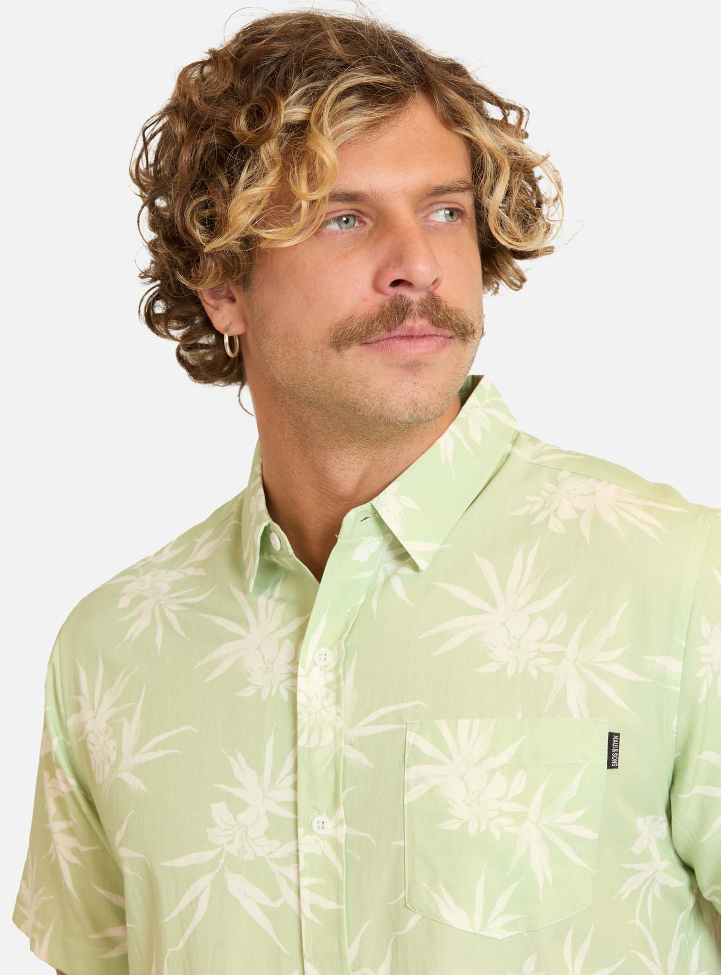 Camisa Casual MC Full Print Hojas-2
