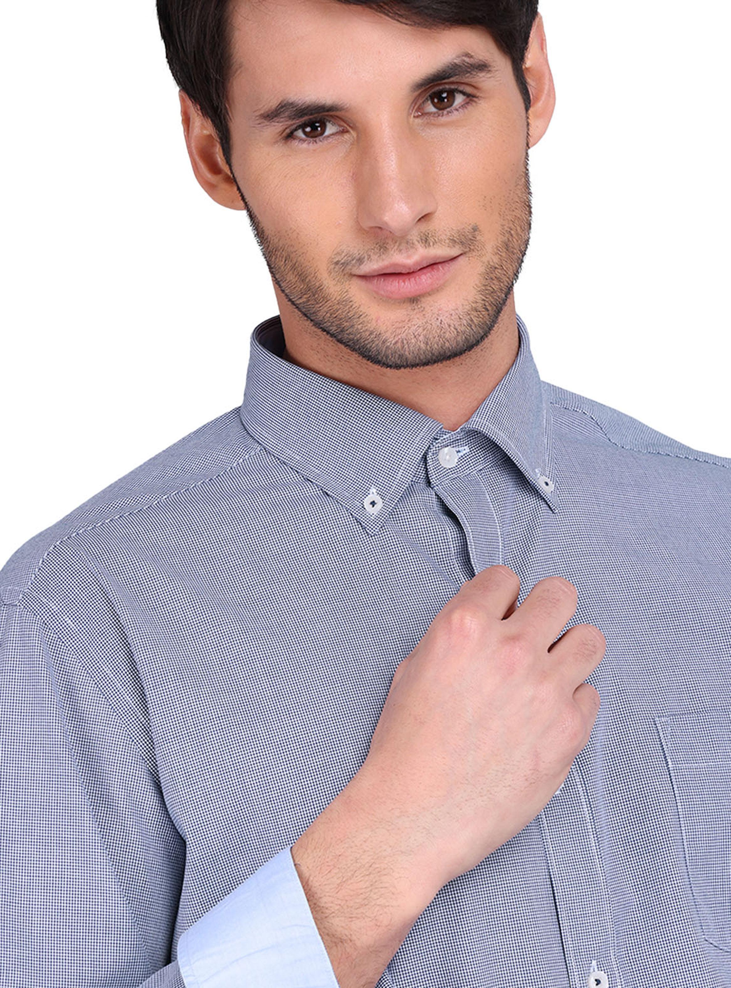 Camisa Diseño a Cuadros Manga Larga-2