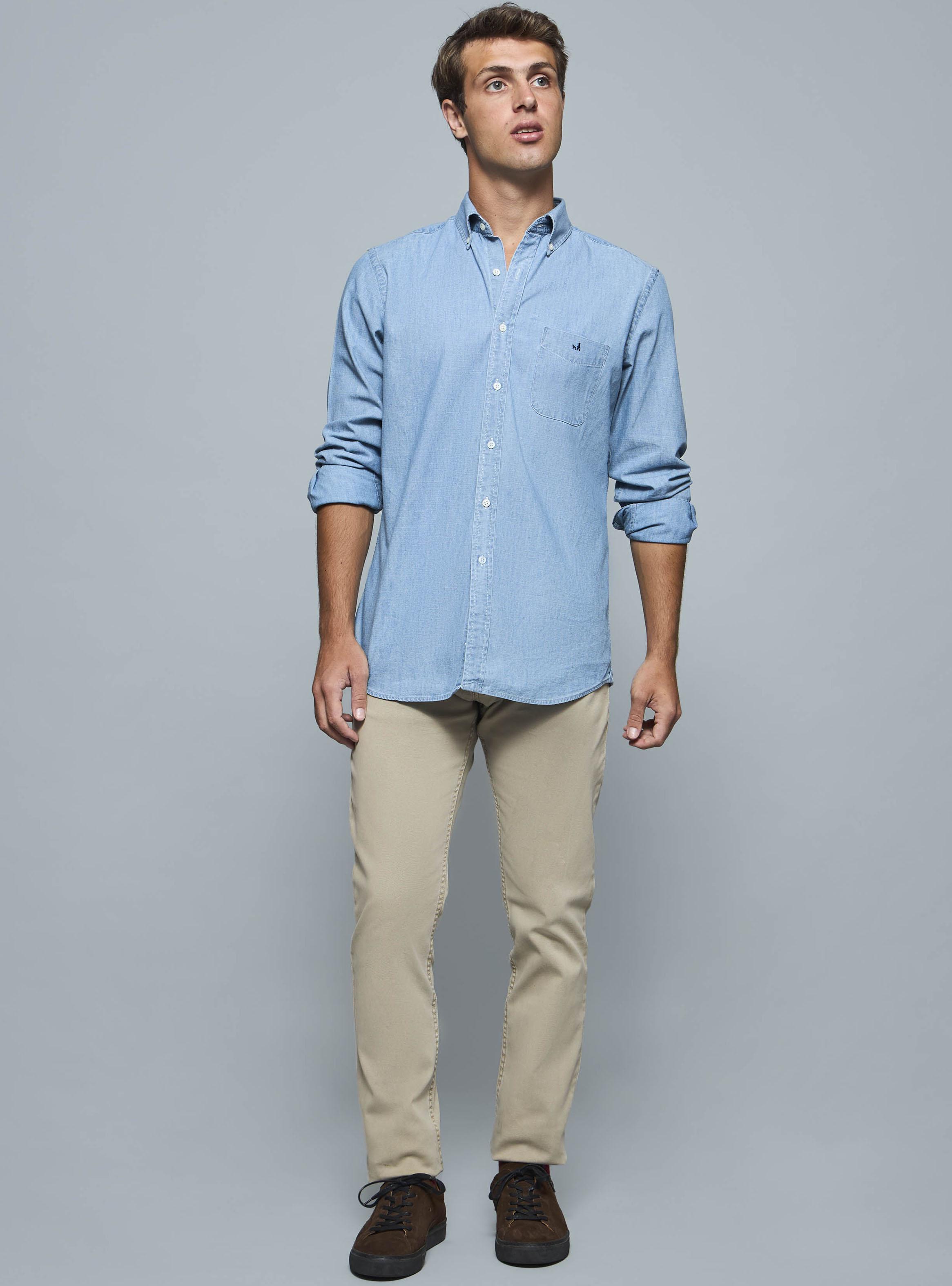 Camisa Lisa Casual Manga Larga-3