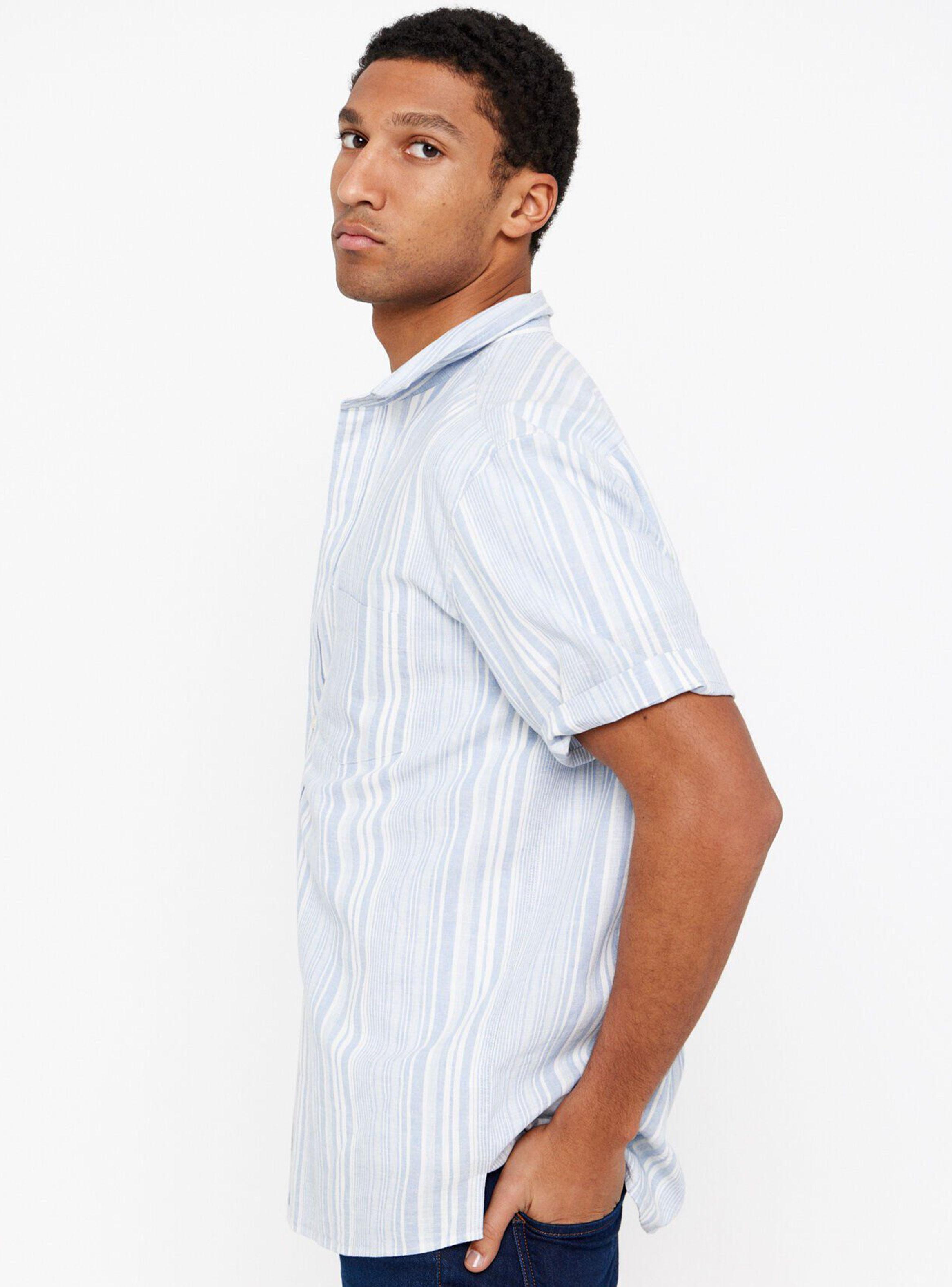 Camisa Lino Algodón Rayas Manga Corta-2