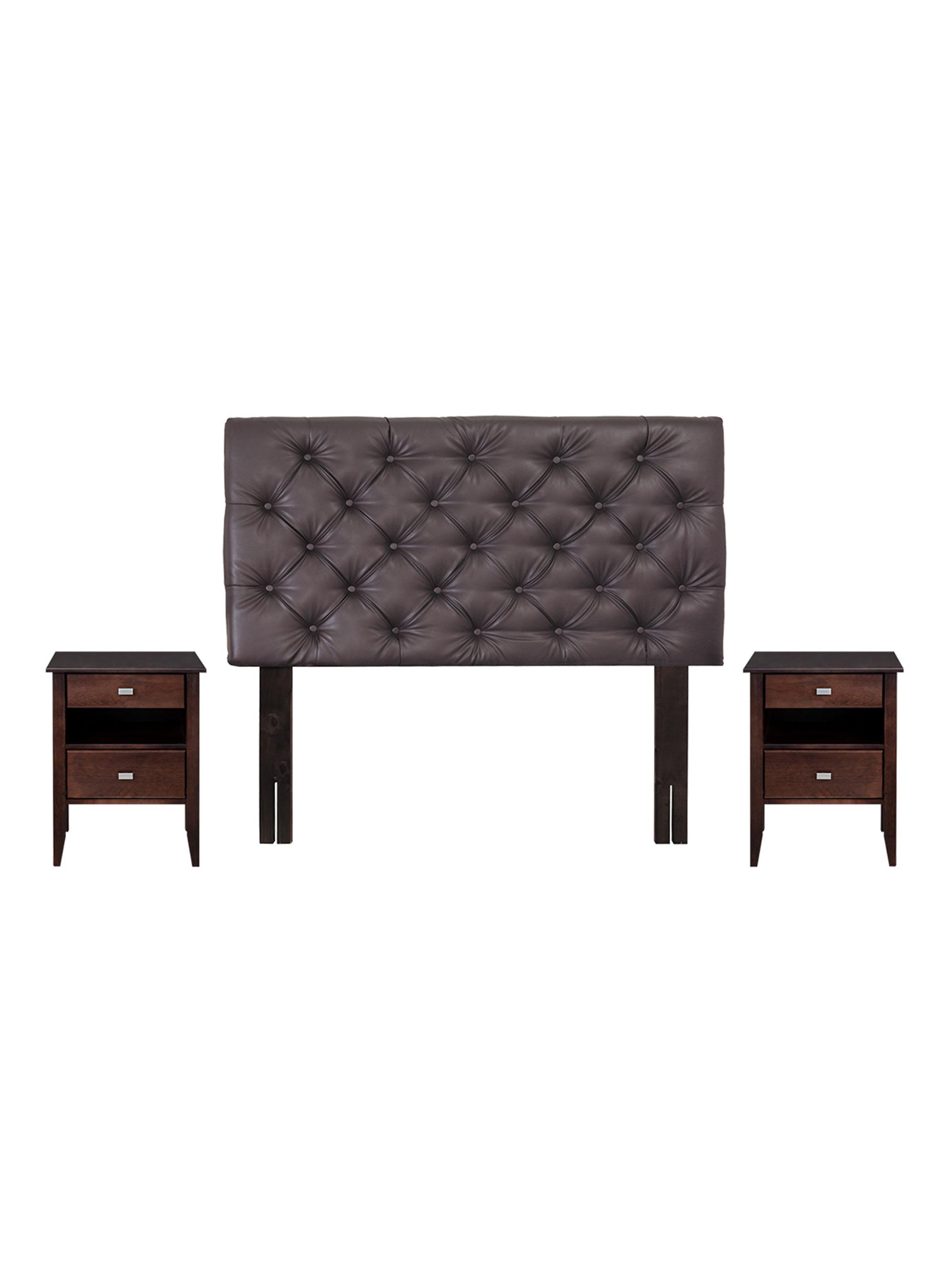 Set Respaldo + velador Capitoné 2 Plazas-0