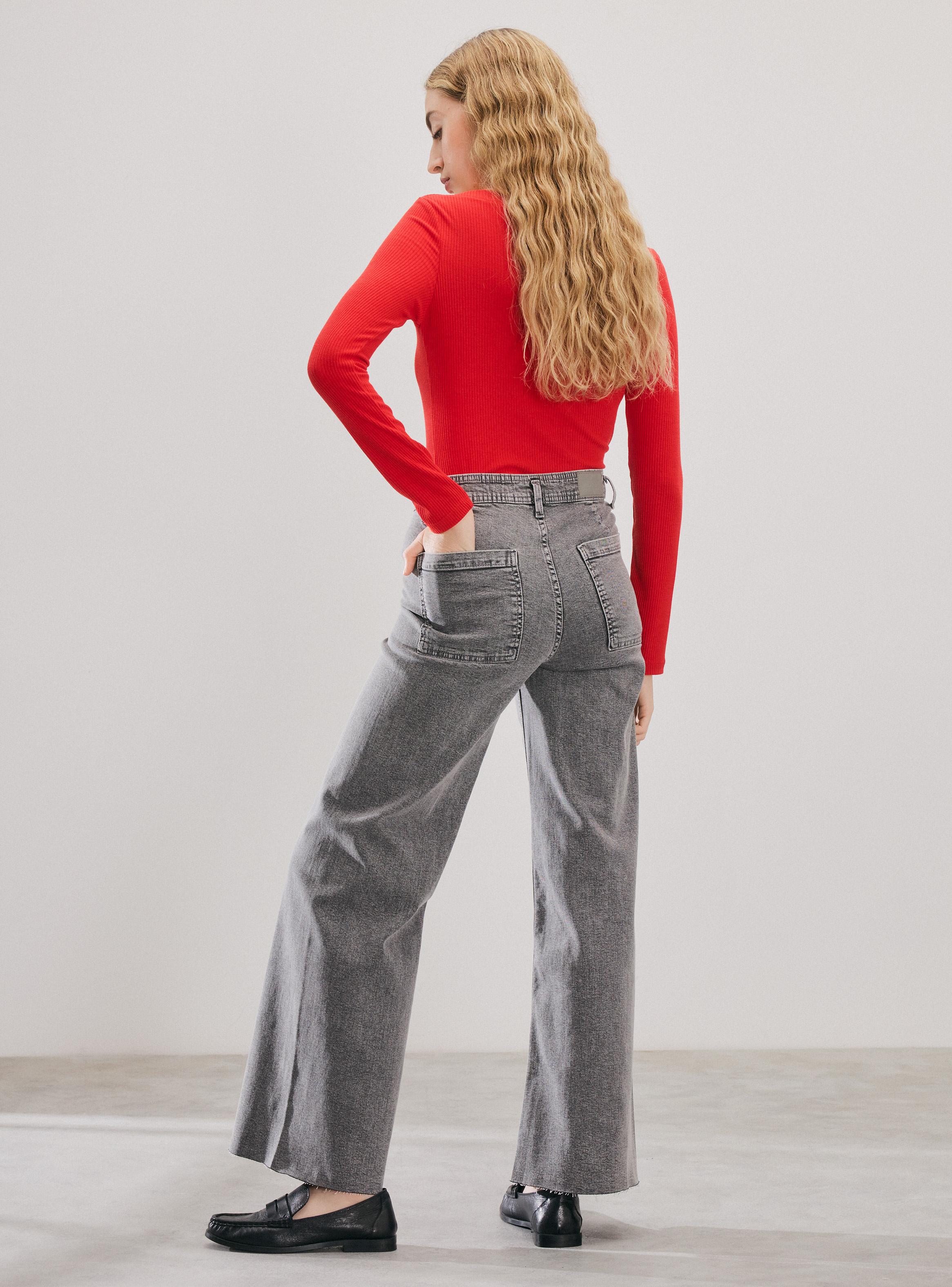 Jeans Wide Leg Color sin Costura Costado-5
