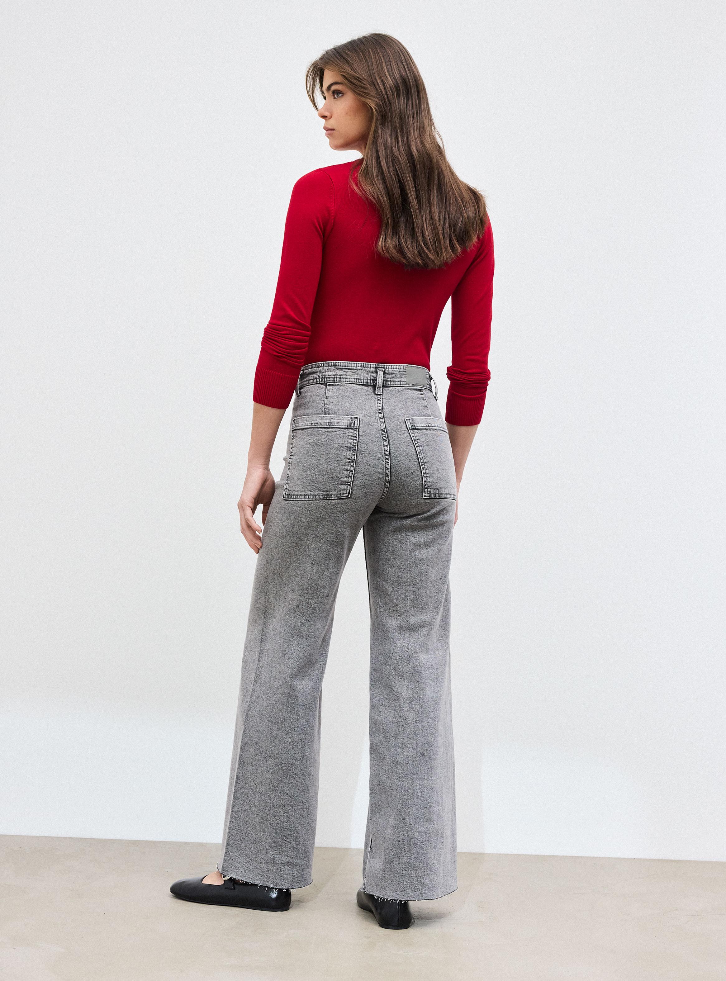 Jeans Wide Leg Color sin Costura Costado-5