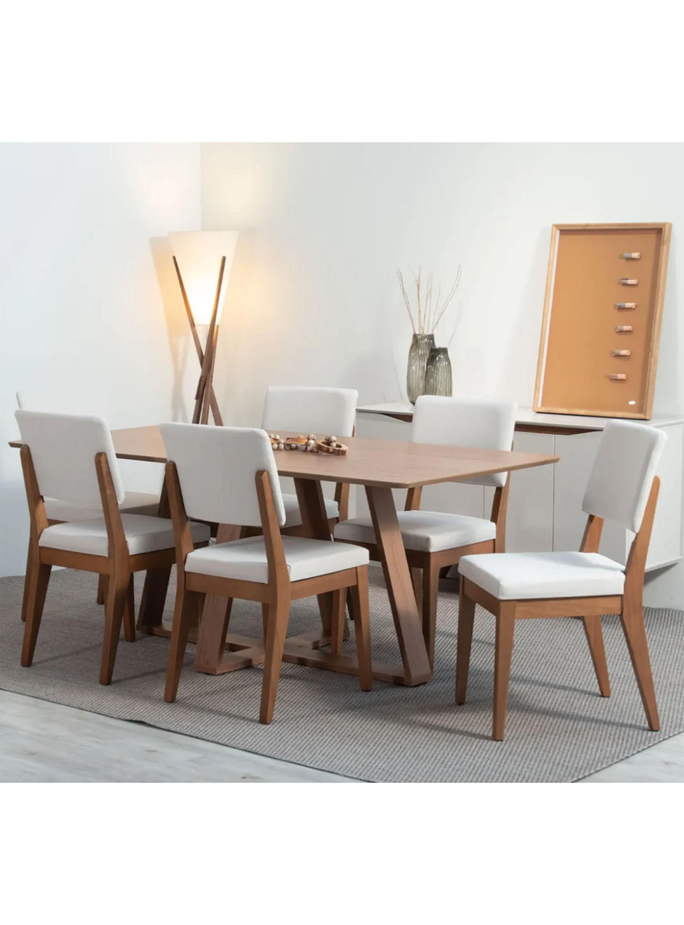 Comedor Avena 1.8 Beige  + 6 Sillas Ellla L02-3
