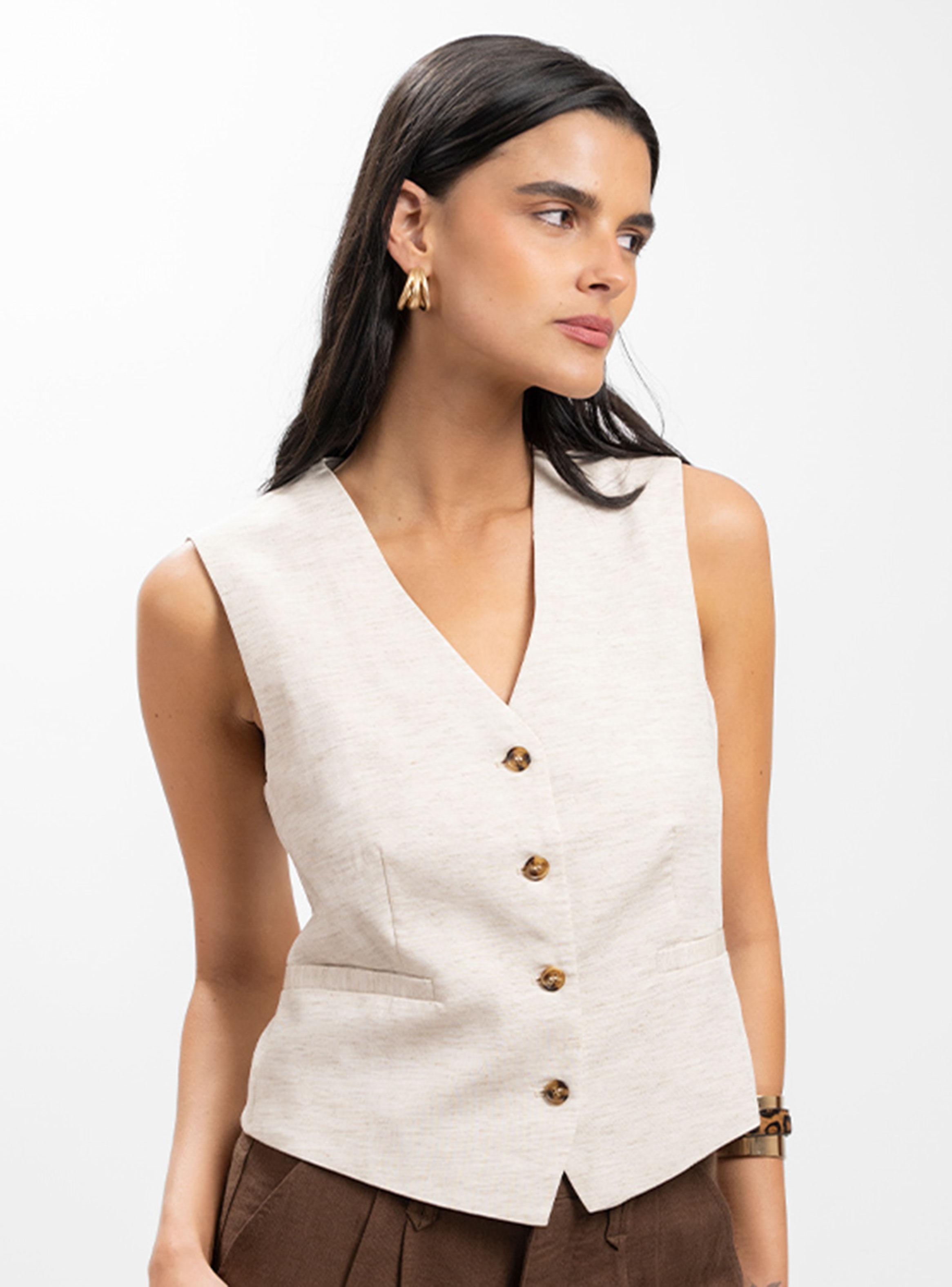 Vest Lino Botón Amanda Arena-2