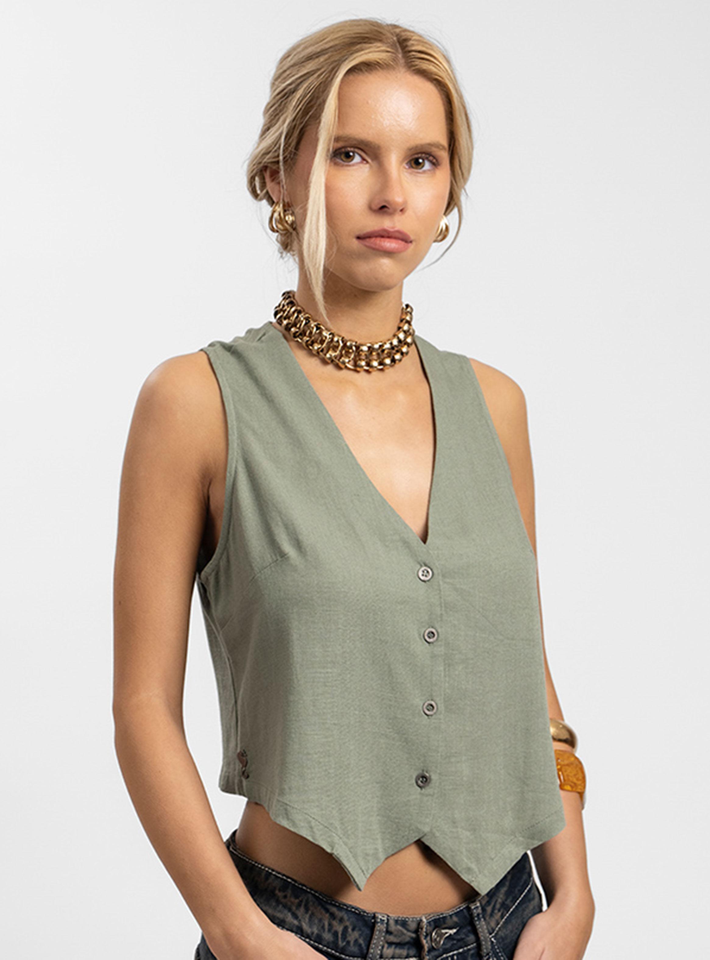 Vest Lino Pipa Verde-3
