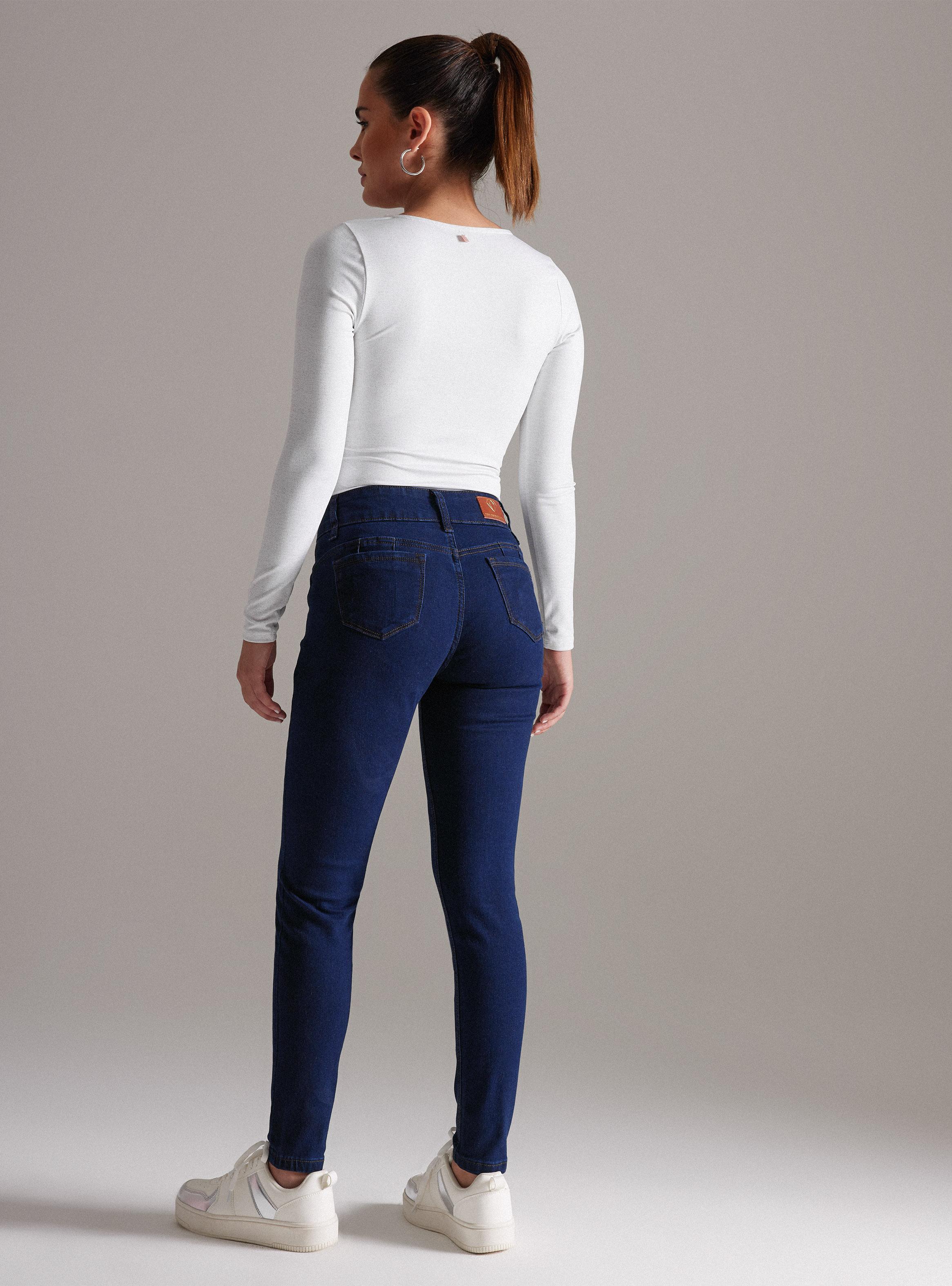 Jeans Skinny Elasticado Doble Botón-5