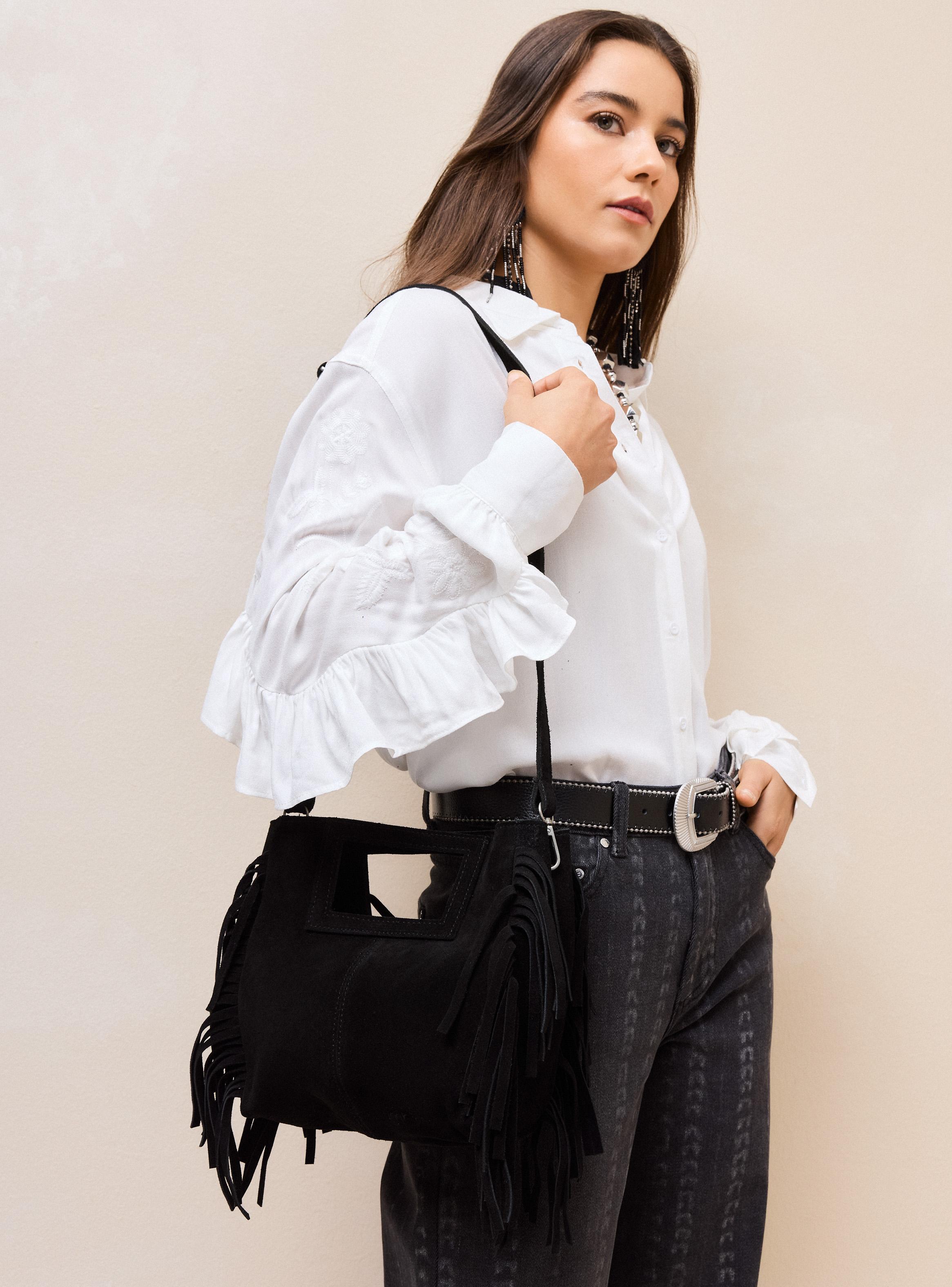 Cartera Flecos Cuero-0