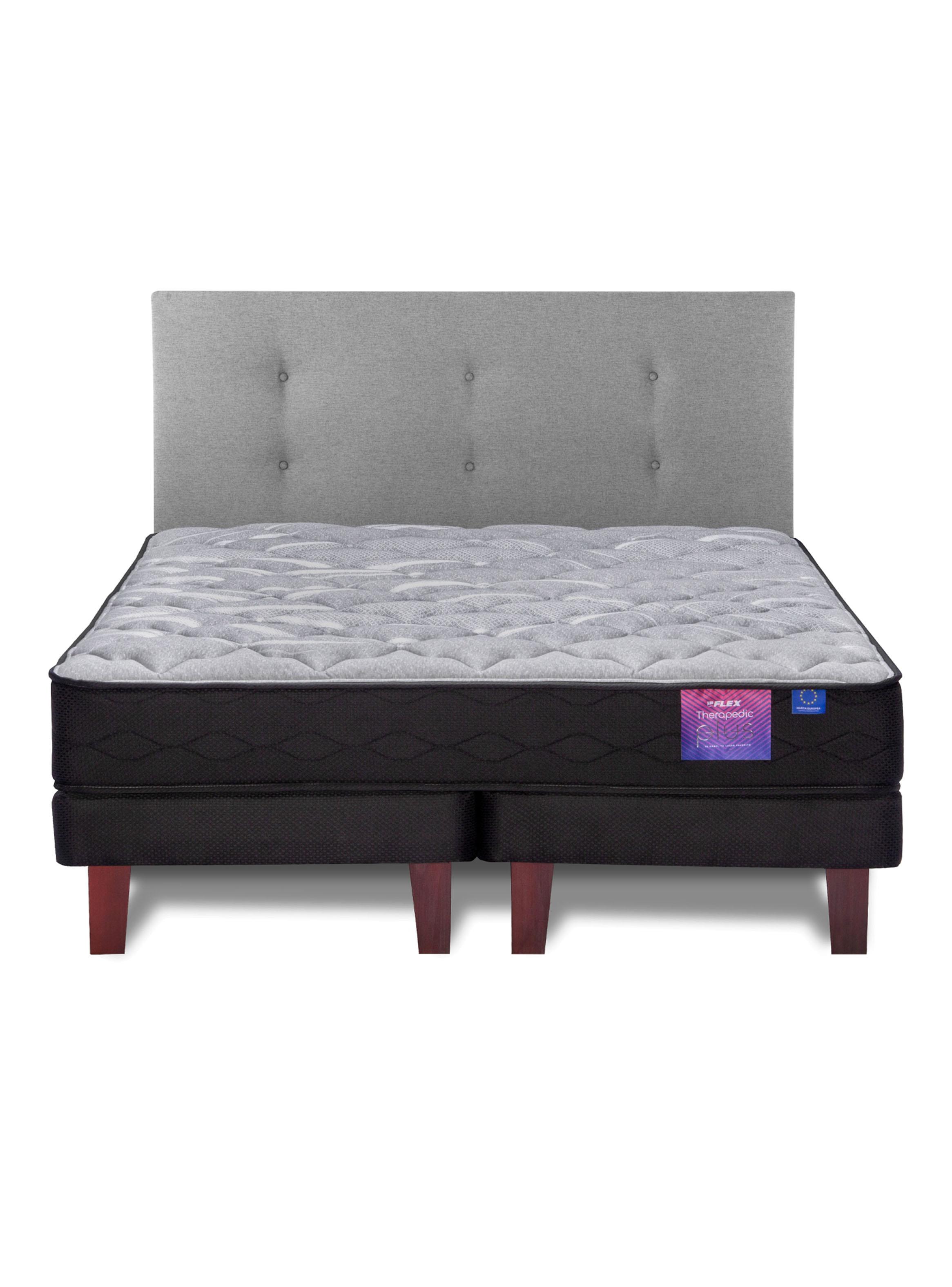 Cama Europea Therapedic Plus King + Respaldo Royal Gris-2