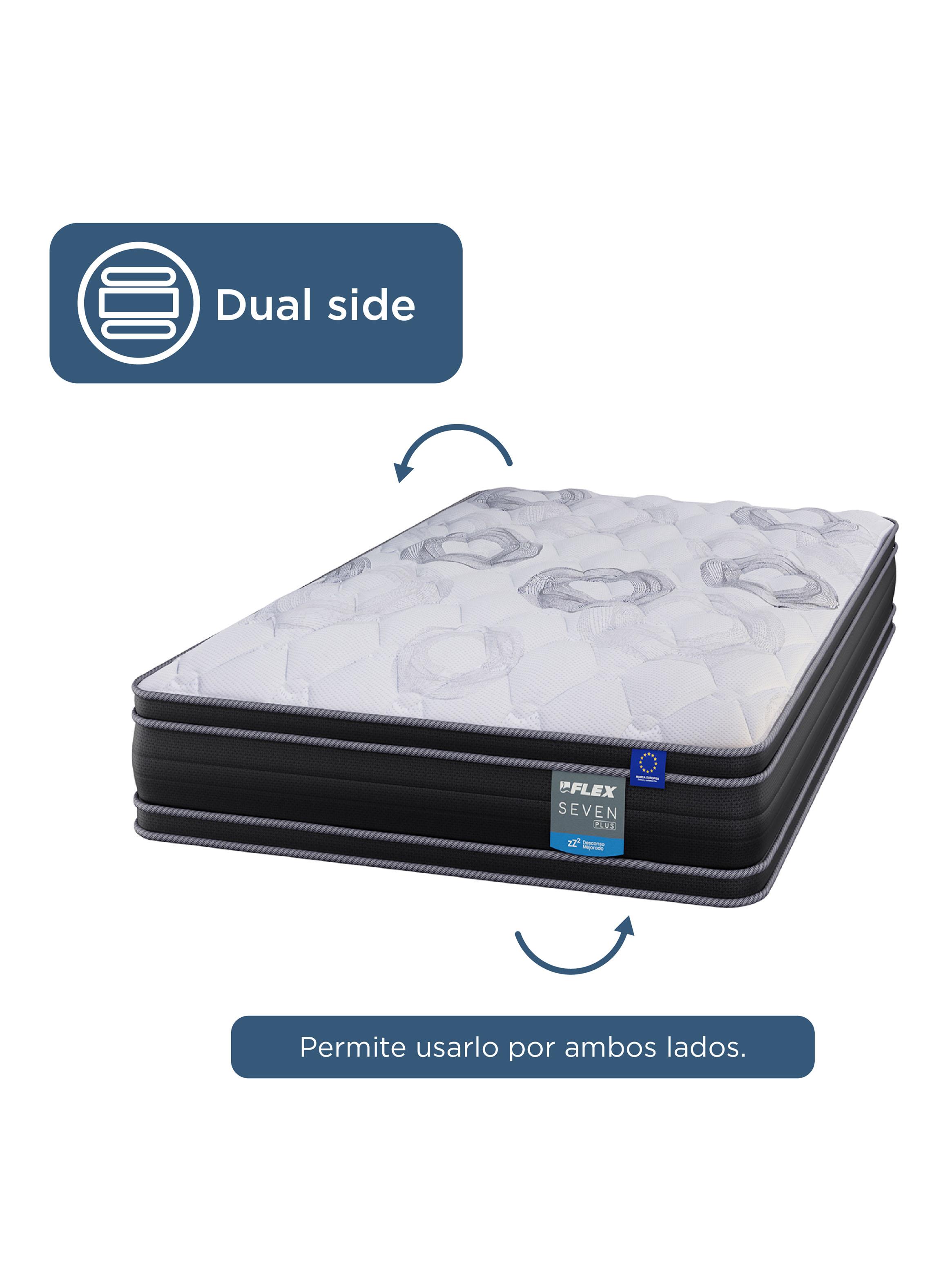 Cama Europea Seven Plus 1.5 Plazas Box + Respaldo Royal Gris-3