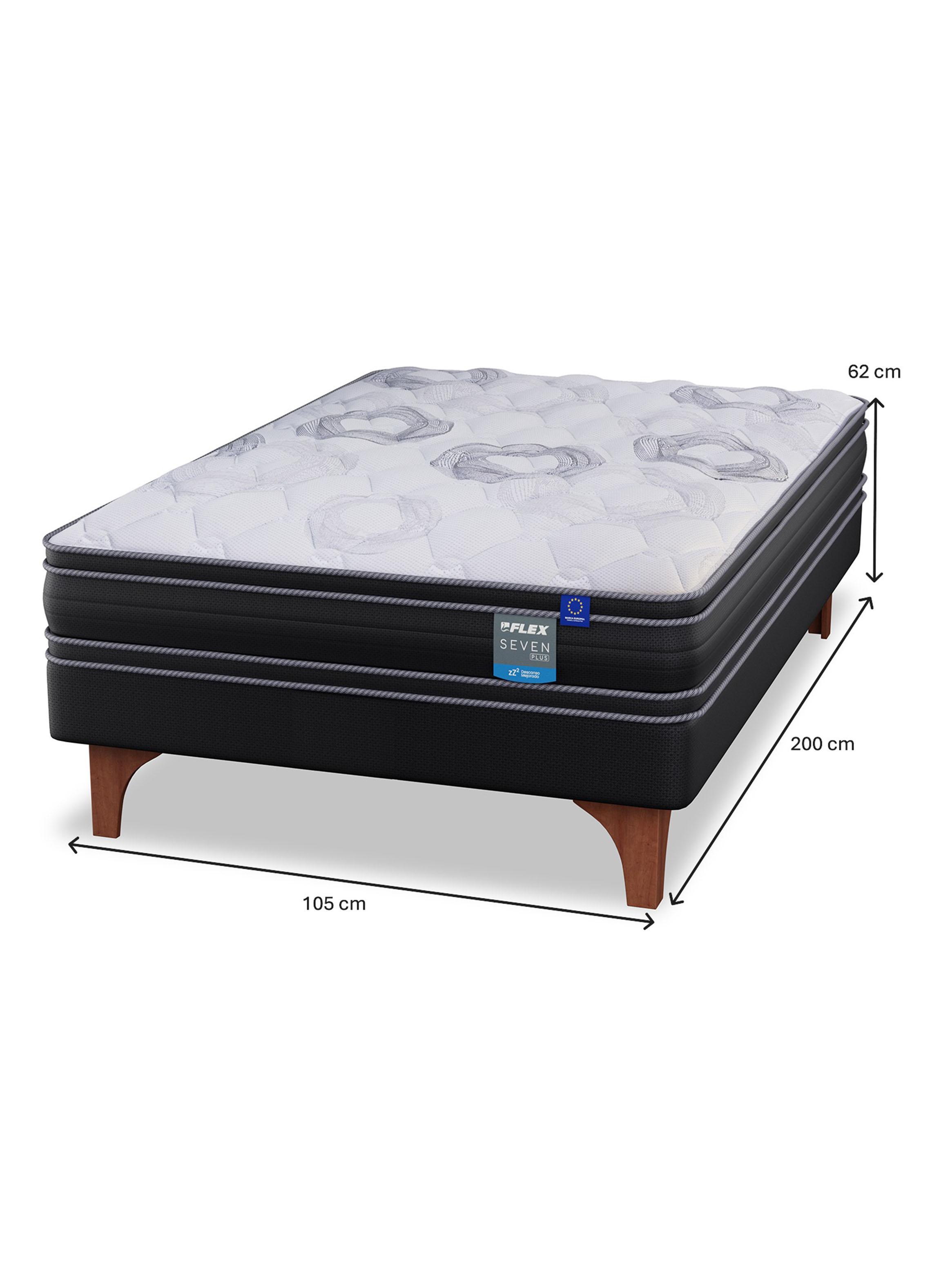 Cama Europea Seven Plus 1.5 Plazas Box + Respaldo Royal Gris-1