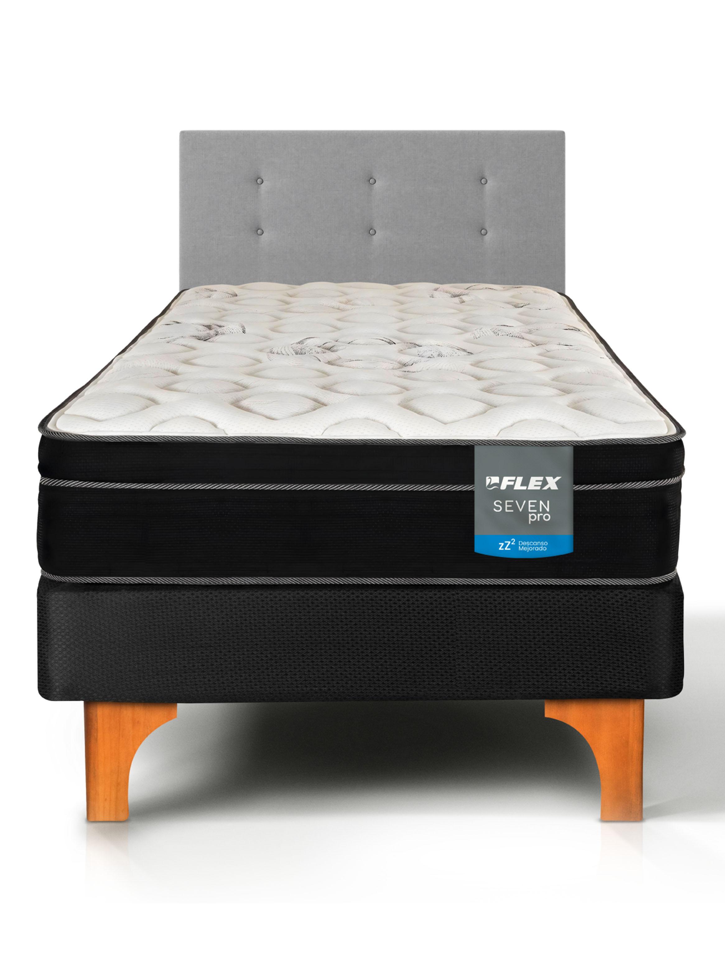 Cama Europea Seven Pro 1.5 Plazas Box + Respaldo Royal G-1