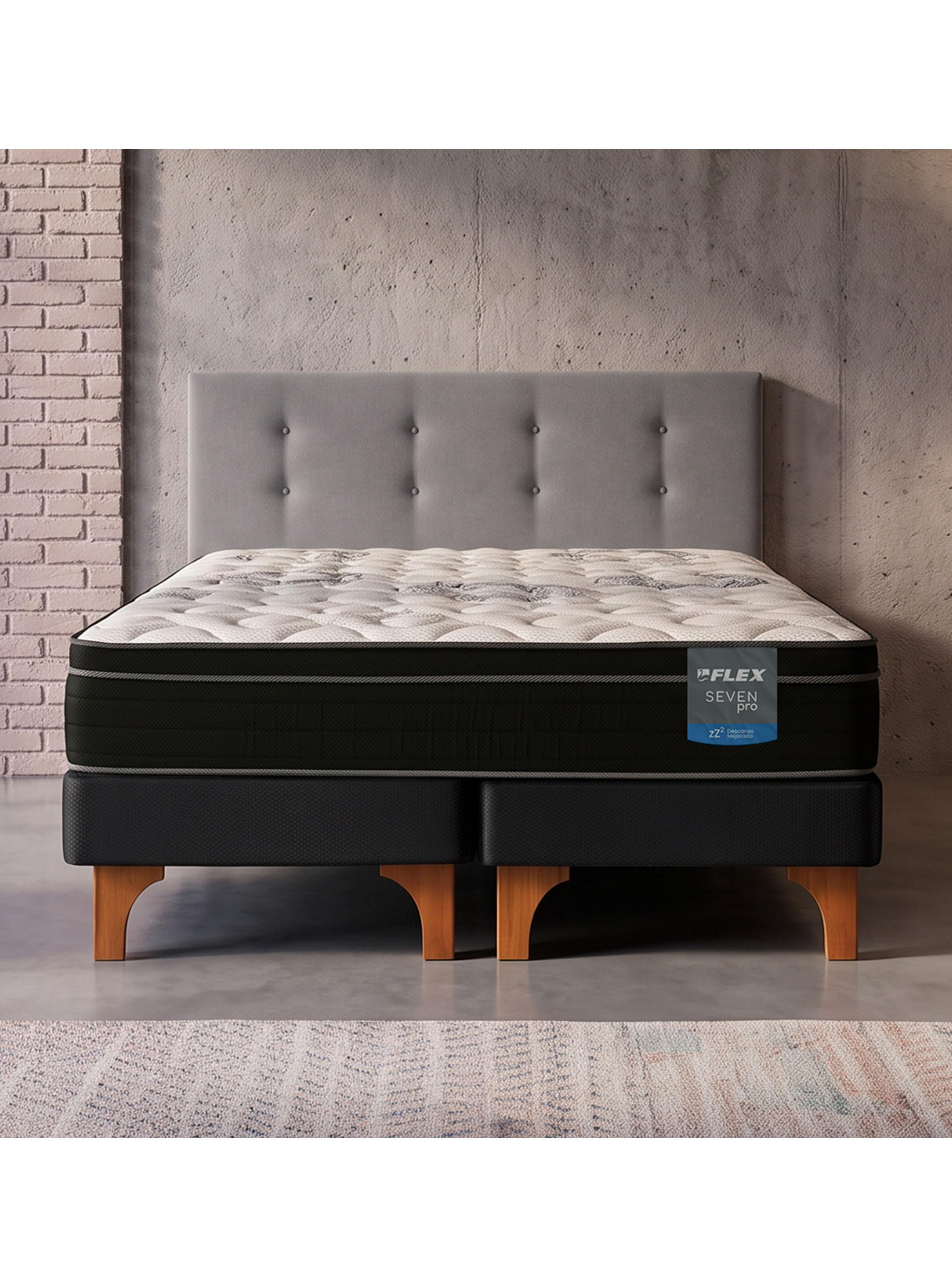 Cama Europea Seven Pro 2 Plazas Box BD + Respaldo Royal G-5