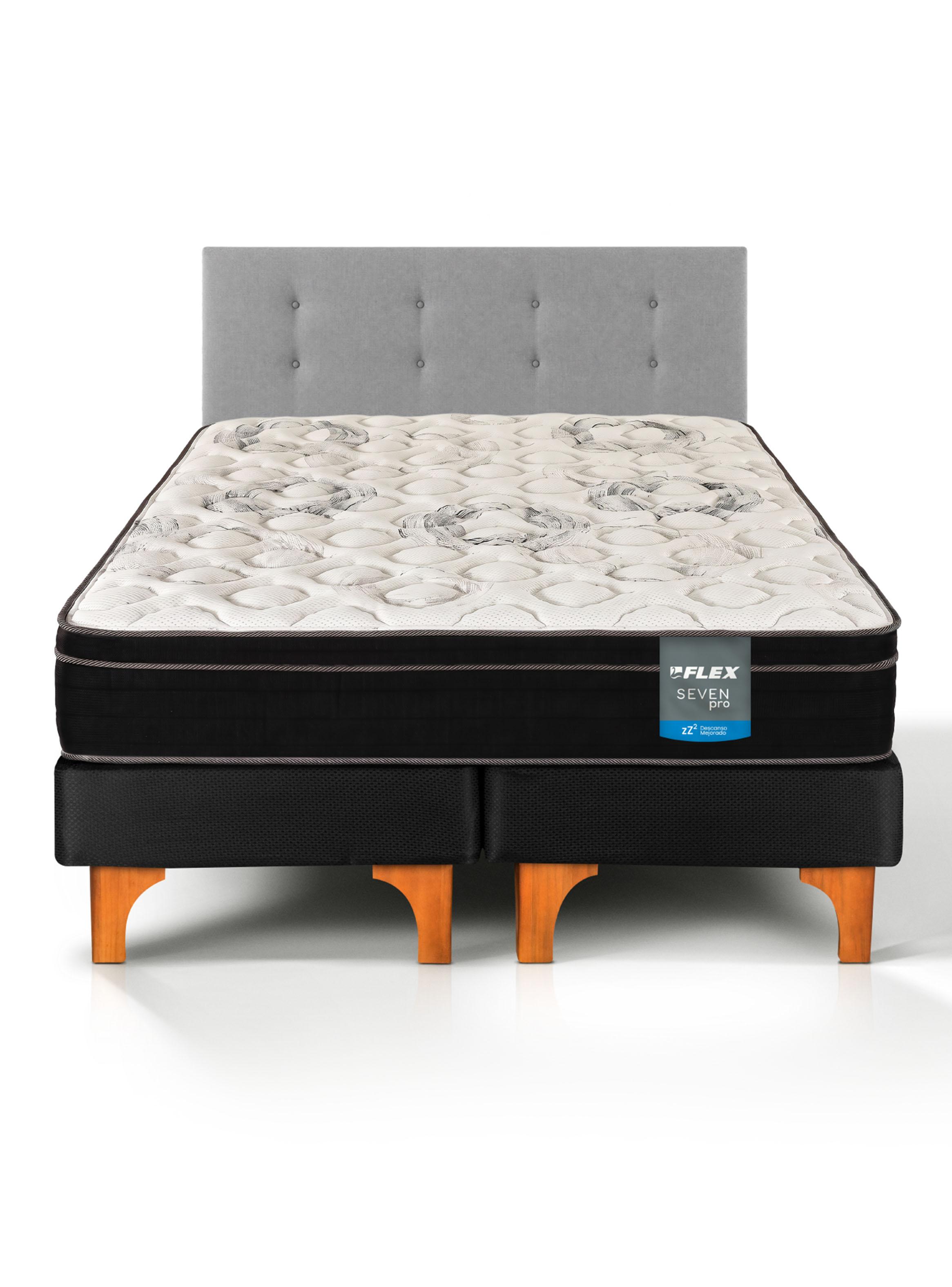 Cama Europea Seven Pro 2 Plazas Box BD + Respaldo Royal G-1