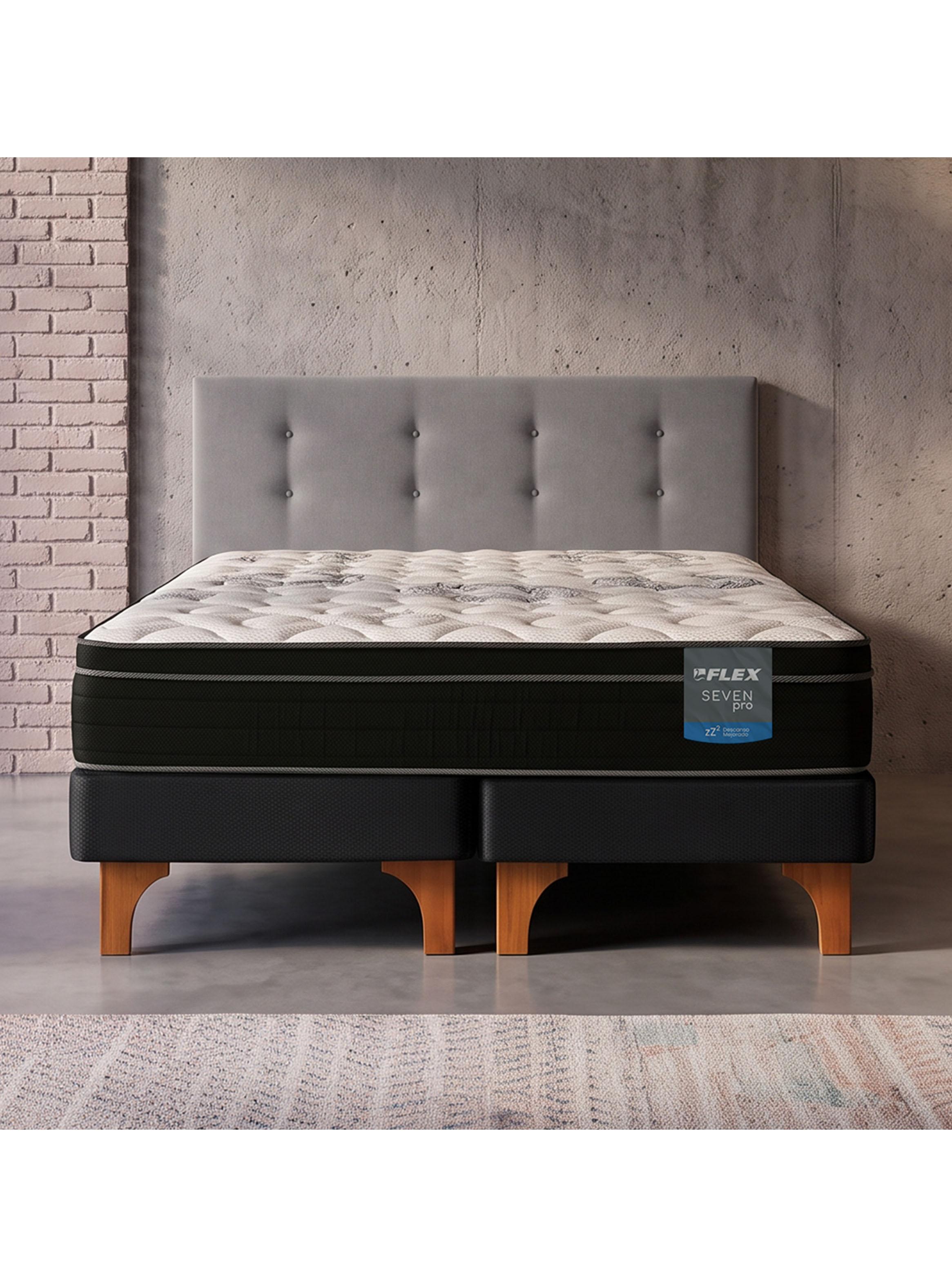 Cama Europea Seven Pro King + Respaldo Royal-5