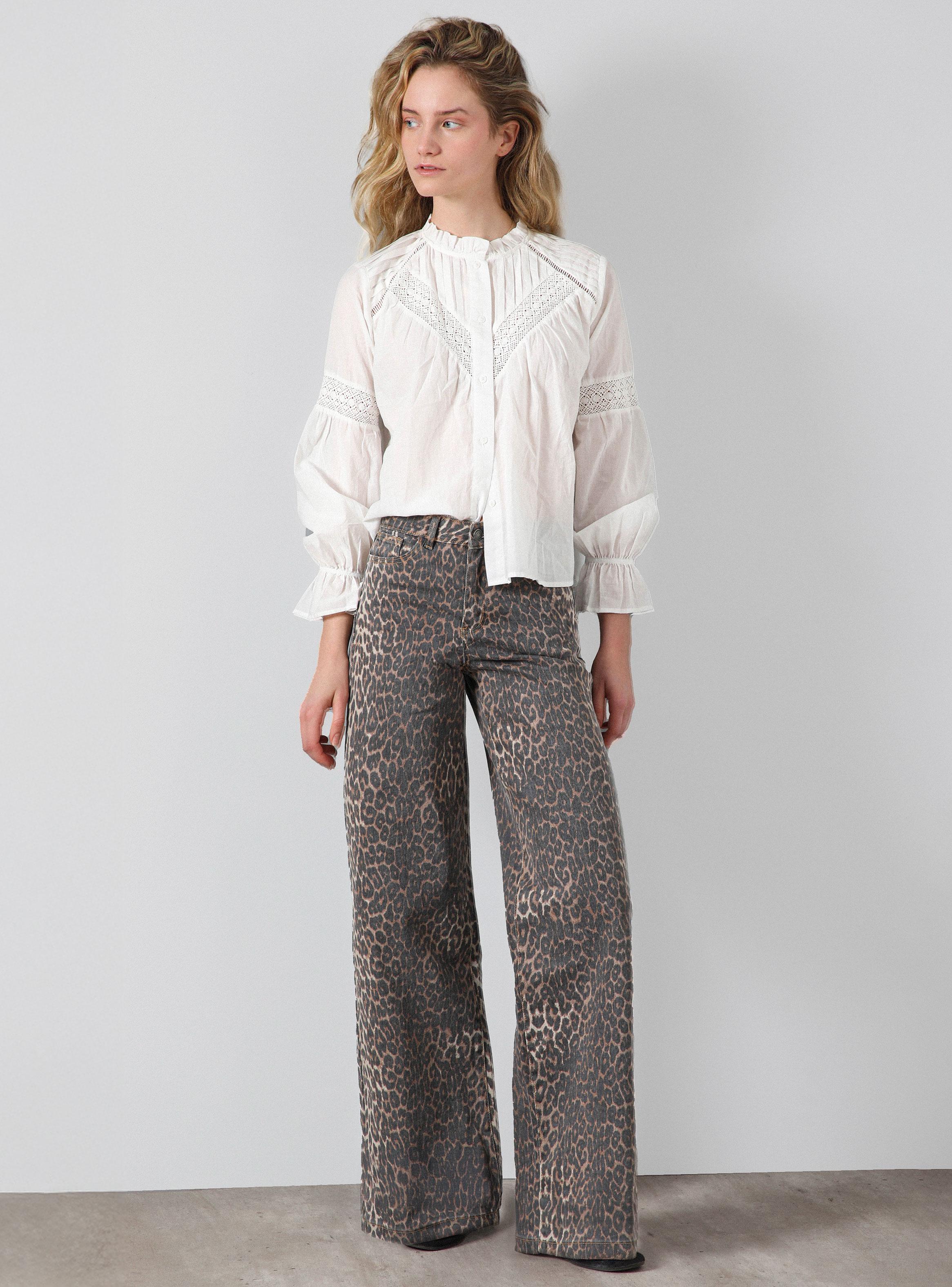Jeans Pants Animal Print Straight Fit-3