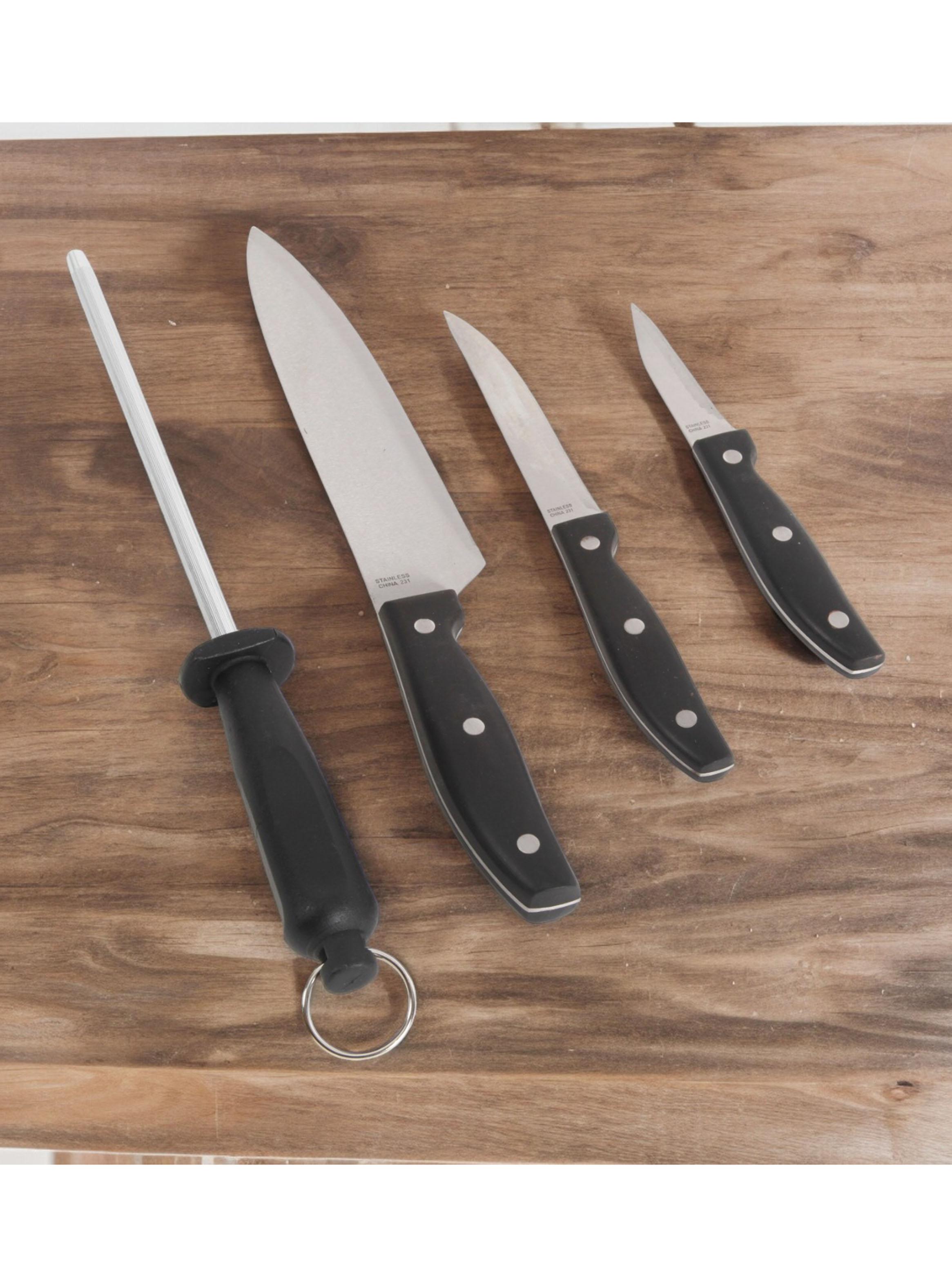 Set de Cuchillos Acero Inox y Afilador Granger 4 Piezas-2