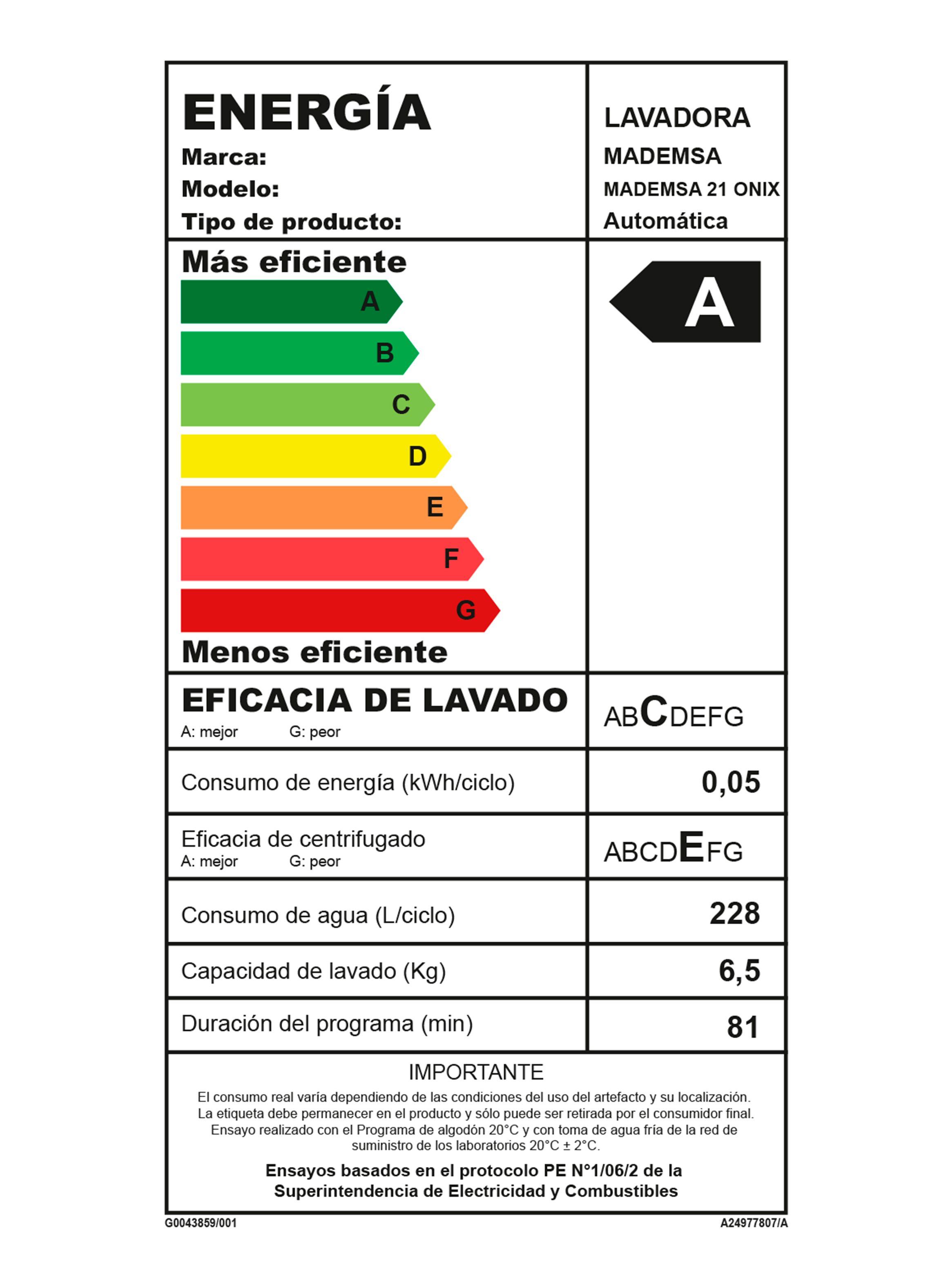 Lavadora Carga Superior 21 kg Mademsa 21 Onix-7