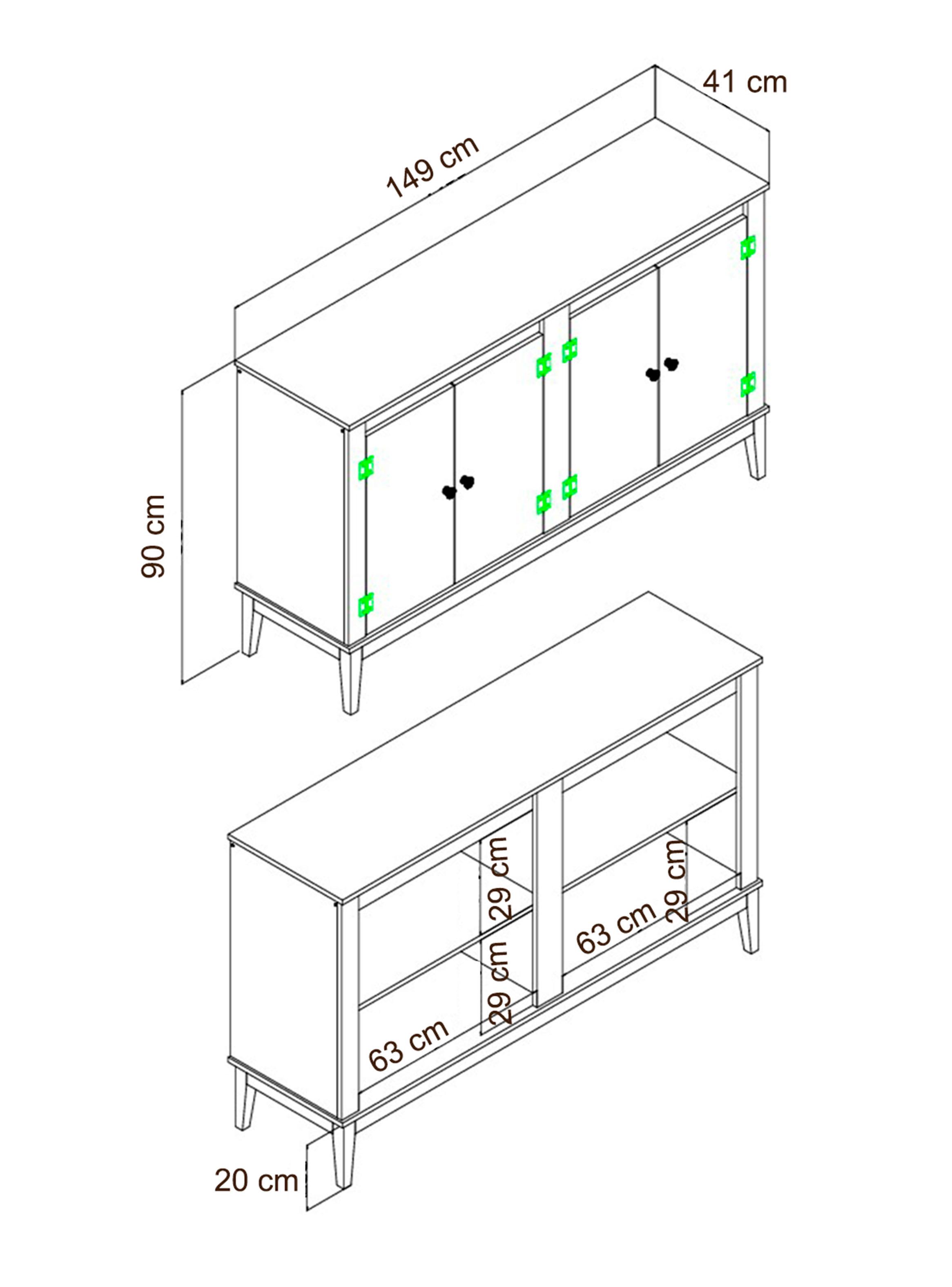 Aparador Buffet 4 Puertas Colonial Rústico-1