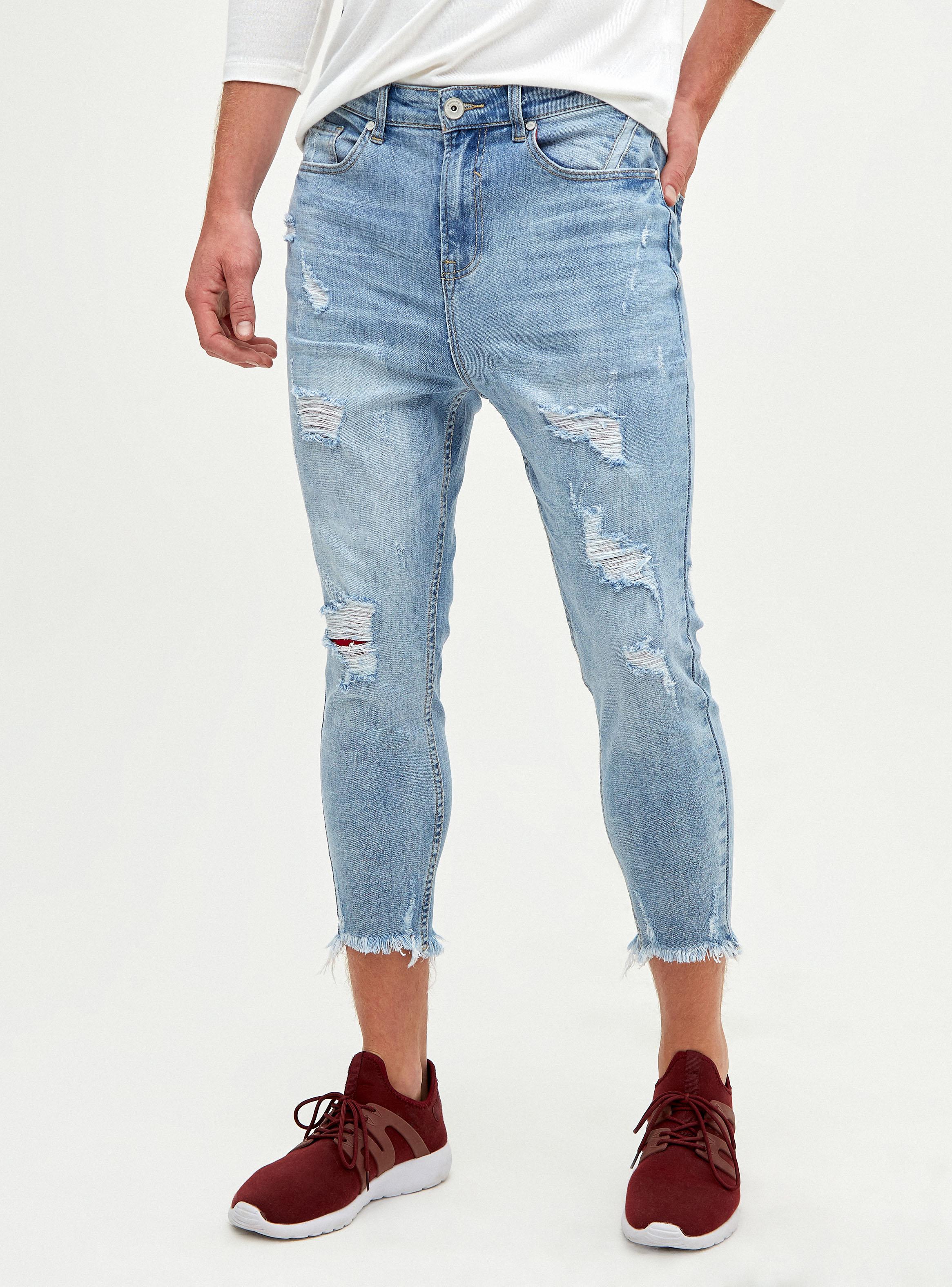 Jeans Tapered Roturas Parche Rojo JJO-0