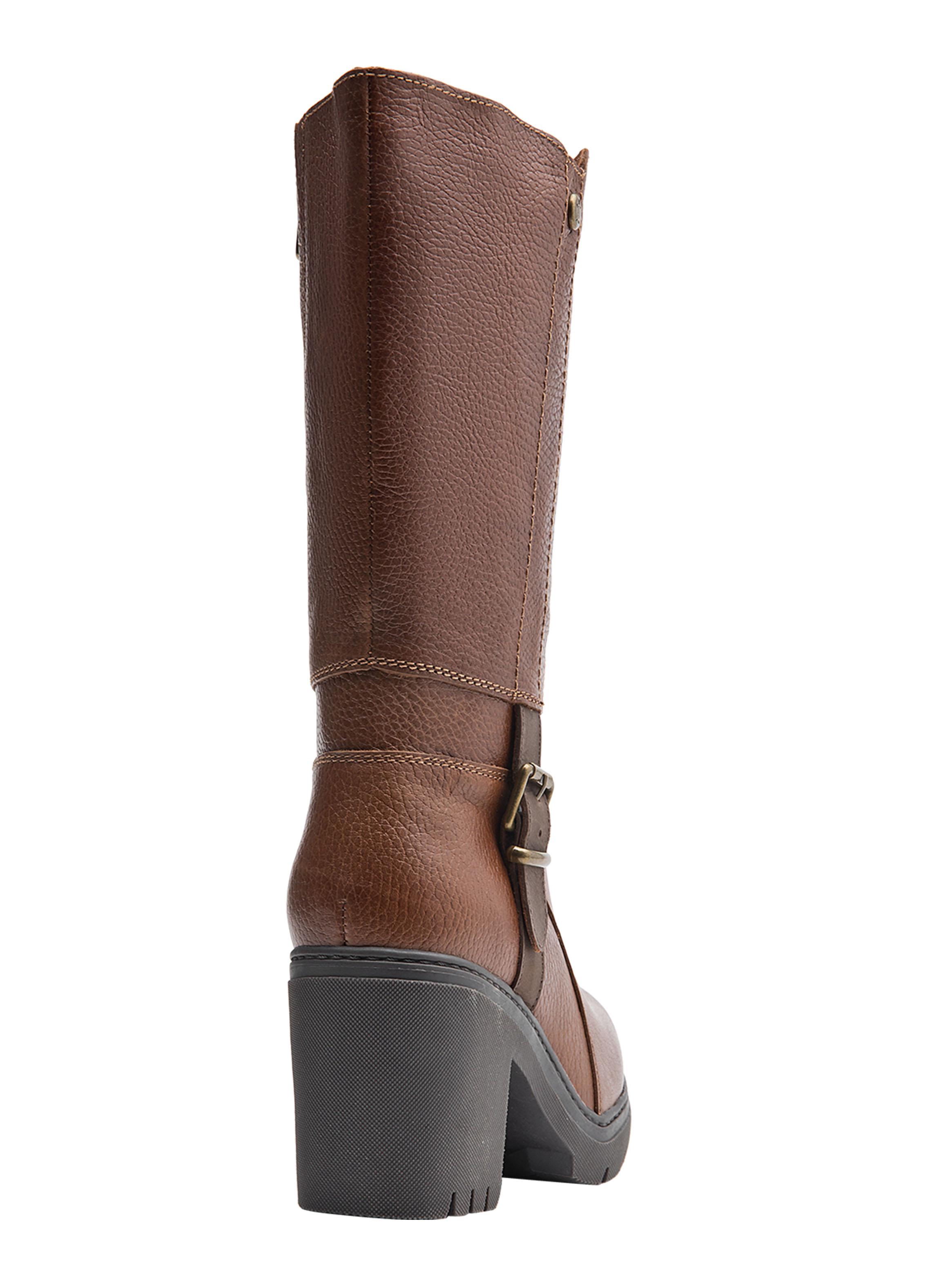 Bota Larga con Hebilla Taco Cuadrado WL094 Cuero Mujer-4