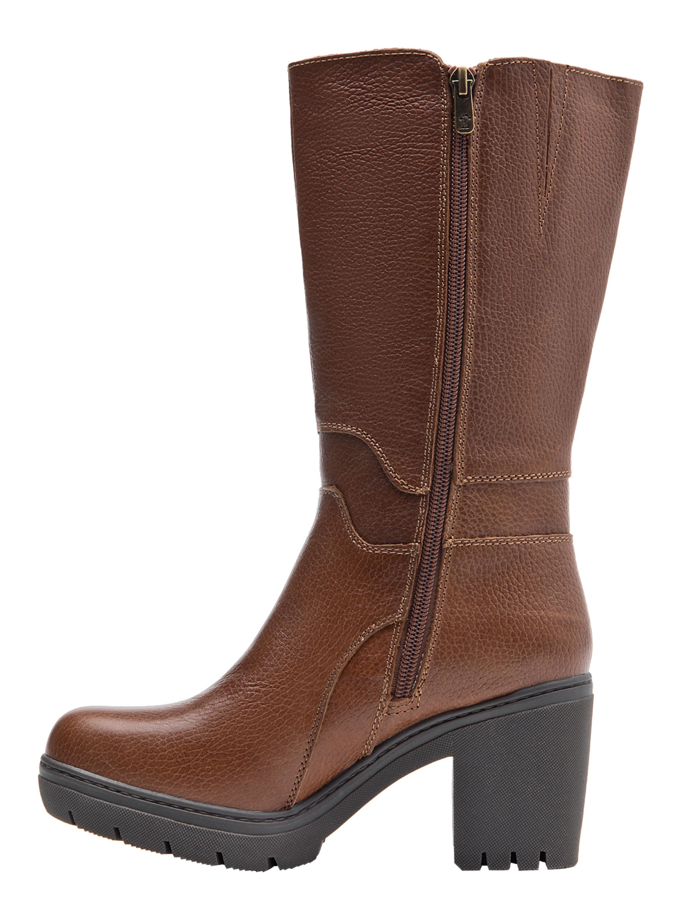 Bota Larga con Hebilla Taco Cuadrado WL094 Cuero Mujer-2