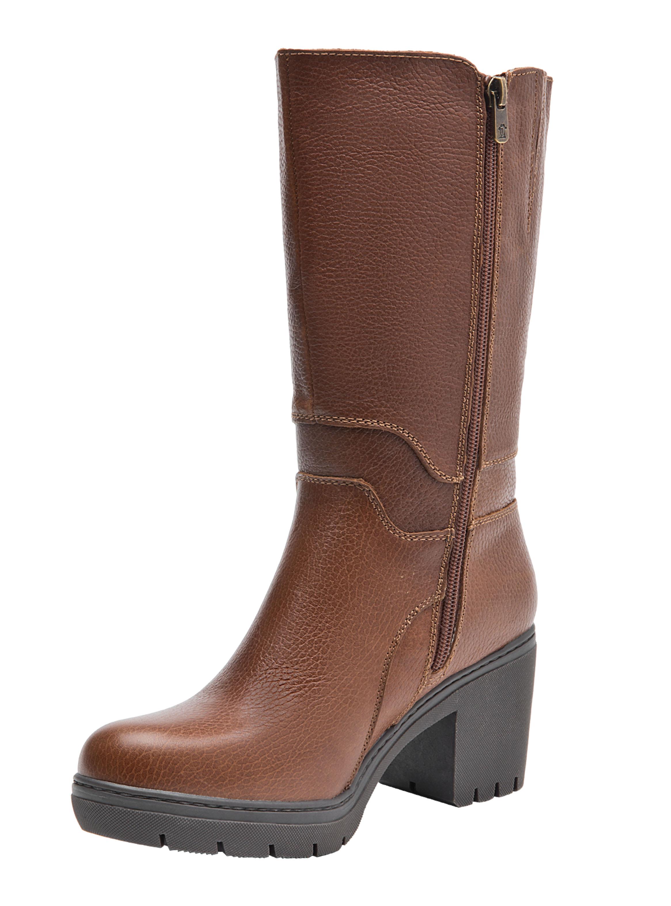 Bota Larga con Hebilla Taco Cuadrado WL094 Cuero Mujer-3