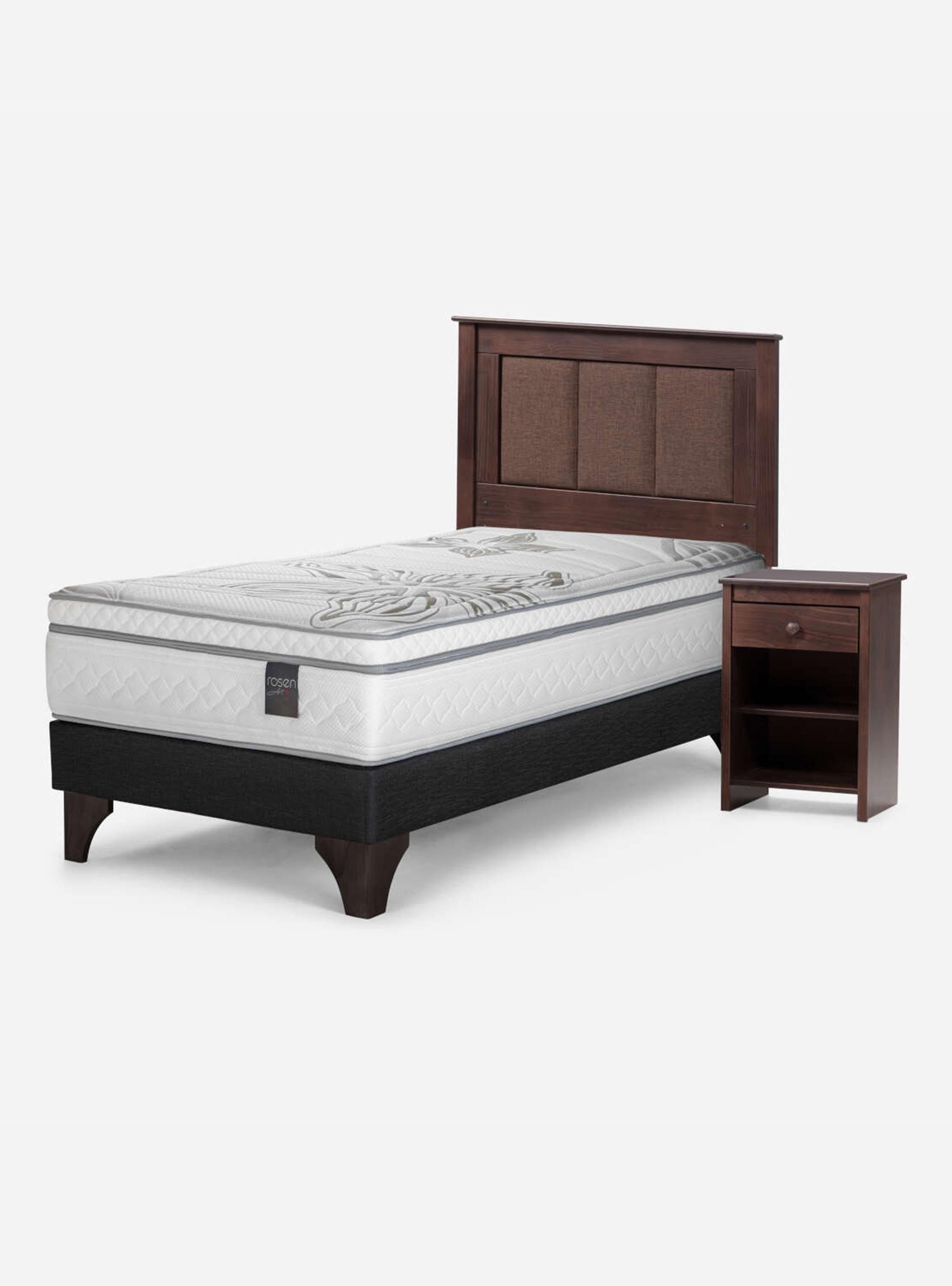 Cama Europea Art 4 1.5 Plazas + Respaldo Rachel + Velador-0